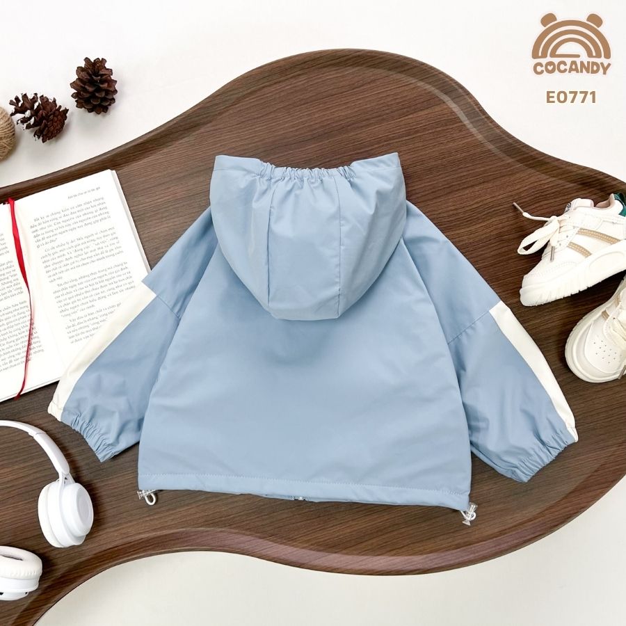 Áo khoác gió XANH DƯƠNG lót lông nẹp be 2 vai_thumbnail_2