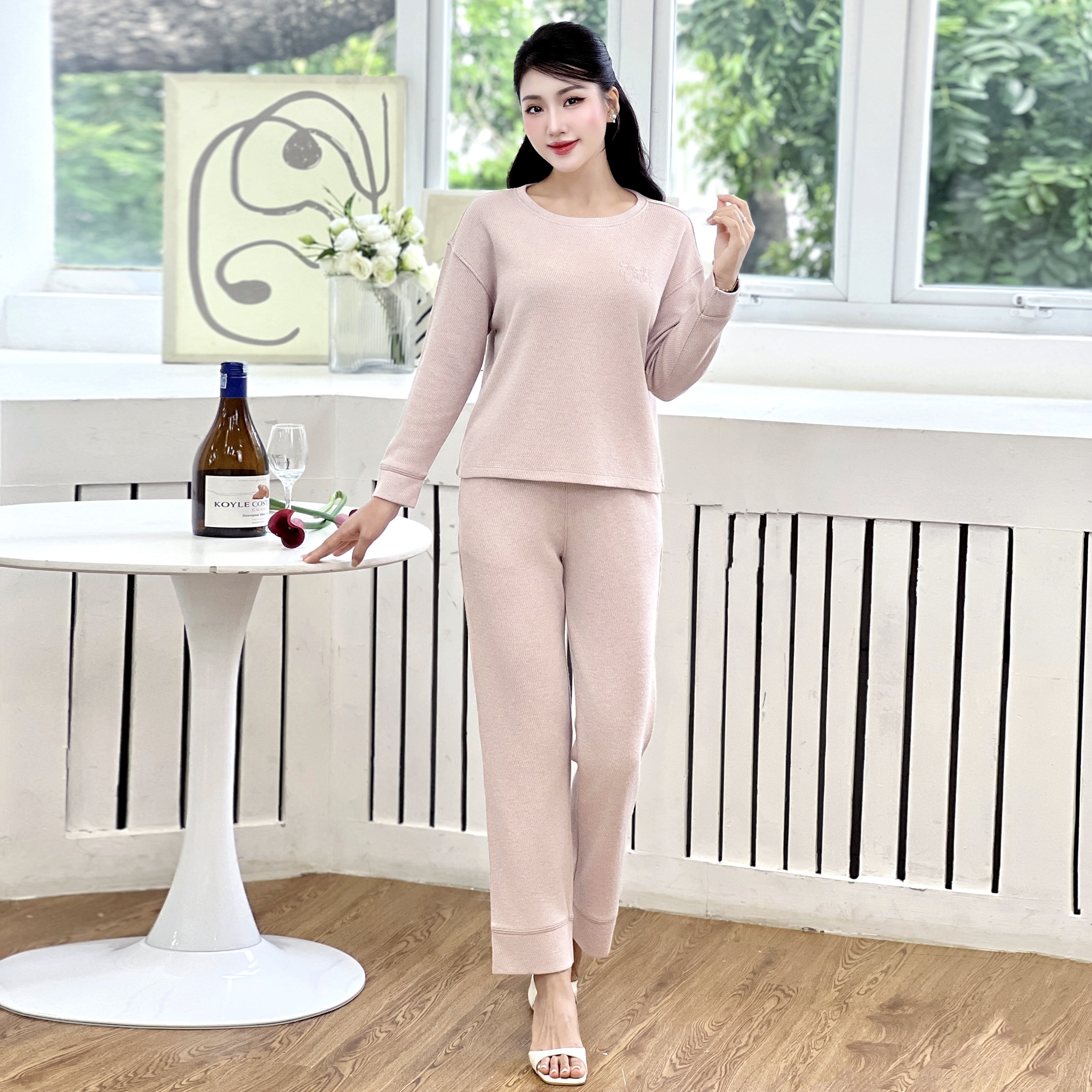 SET BỘ MẶC NHÀ LEN THU ĐÔNG DÀI TAY CHẤT COTTON MỀM MẠI ẤM ÁP DÁNG ĐẸP CỔ TRÒN ỐNG XUÔNG THOẢI MÁ..._thumbnail_5