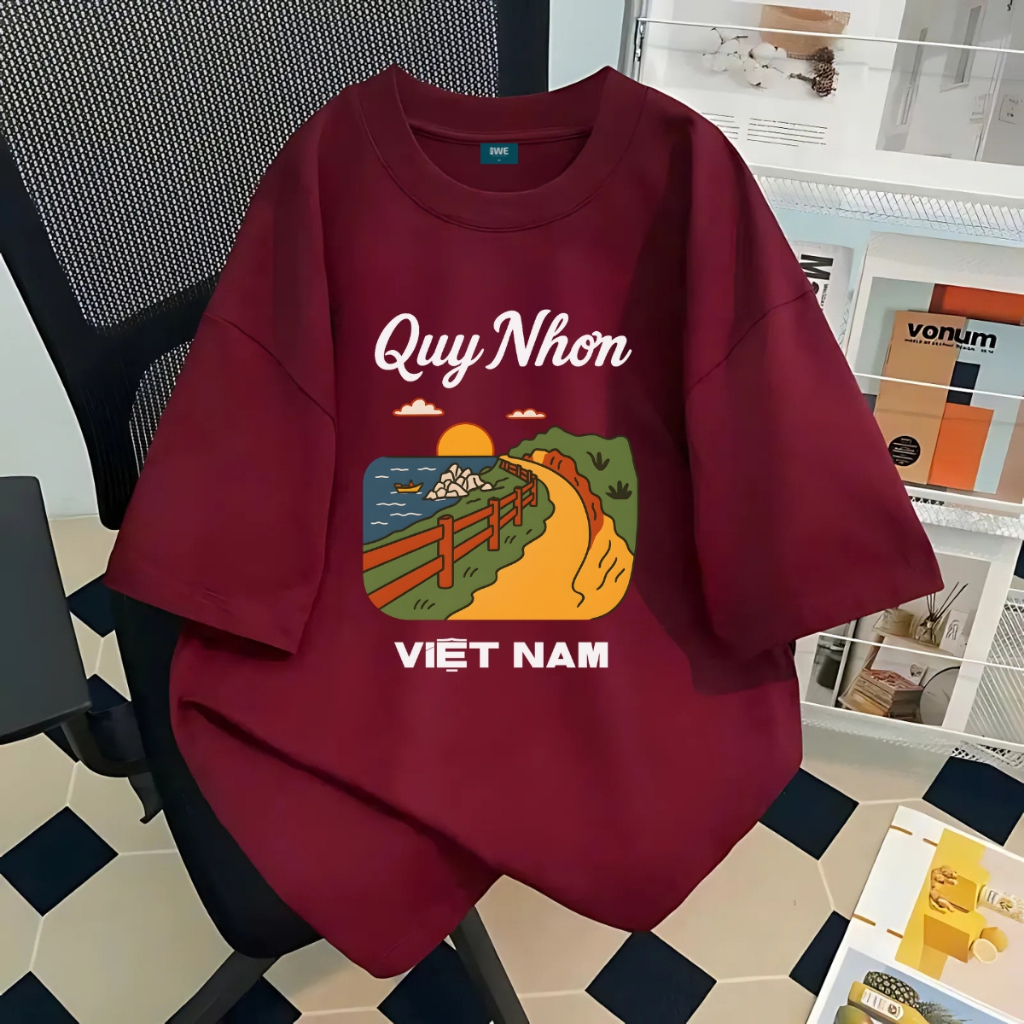 Áo thun du lịch Việt Nam, Huế, Đà Nẵng...dáng oversize rộng màu đỏ local brand We Tee - T036_thumbnail_7