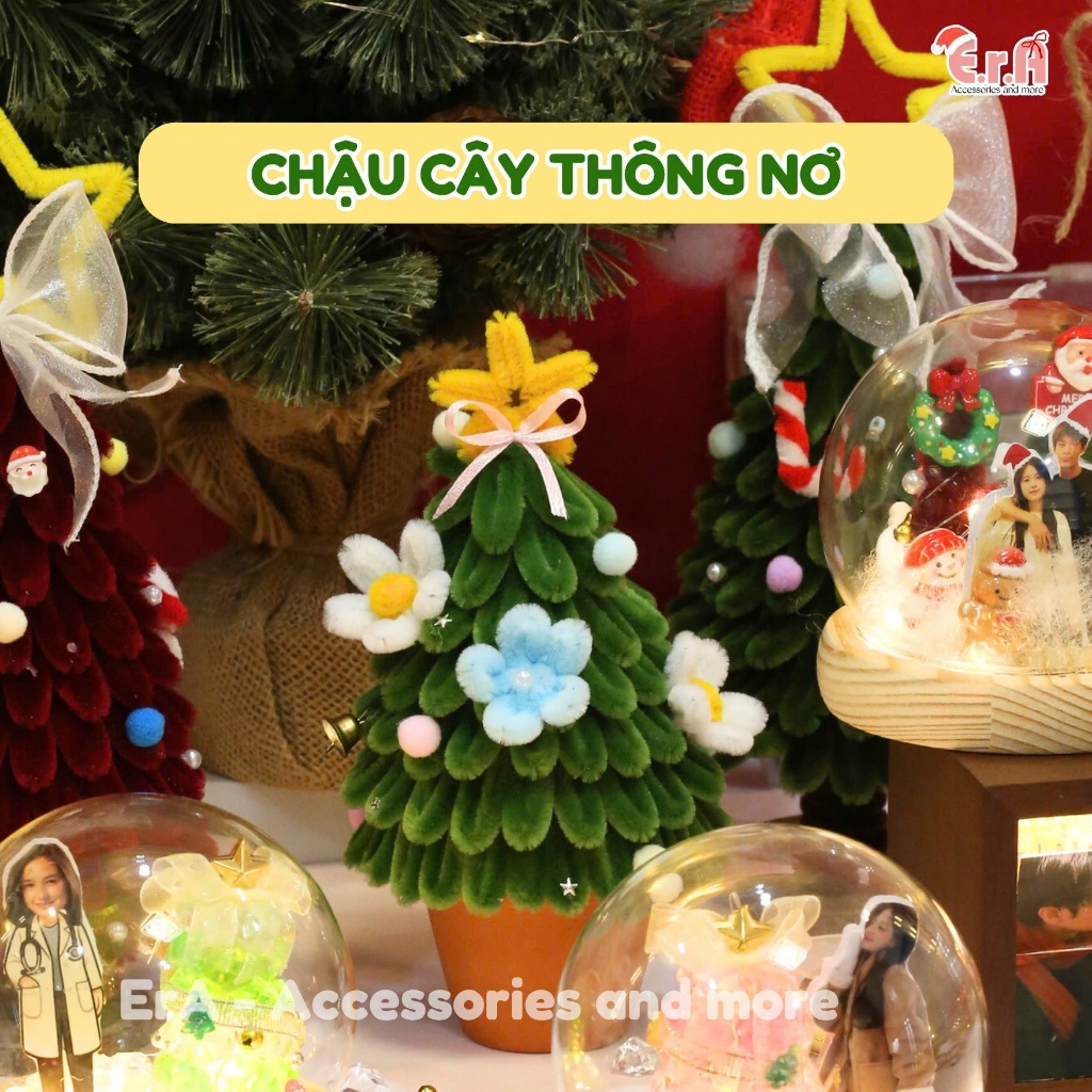 Chậu Cây Thông Noel Nơ, Giáng Sinh