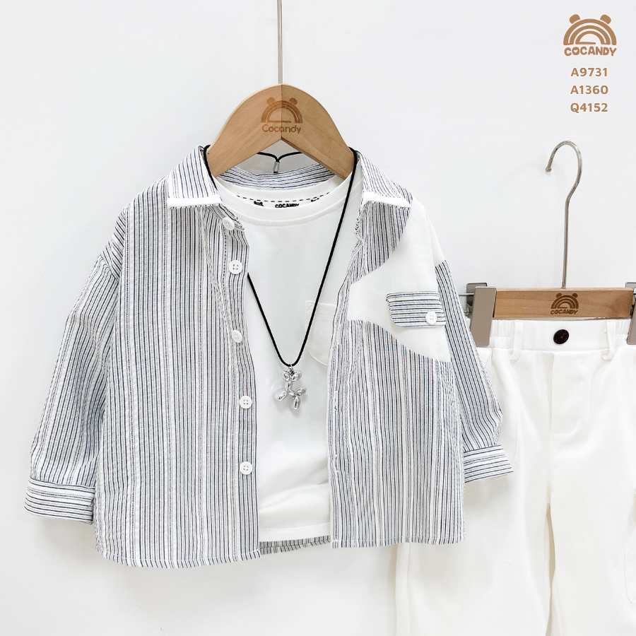 Áo dài kẻ XANH sơ mi vạt ngực trắng_thumbnail_3