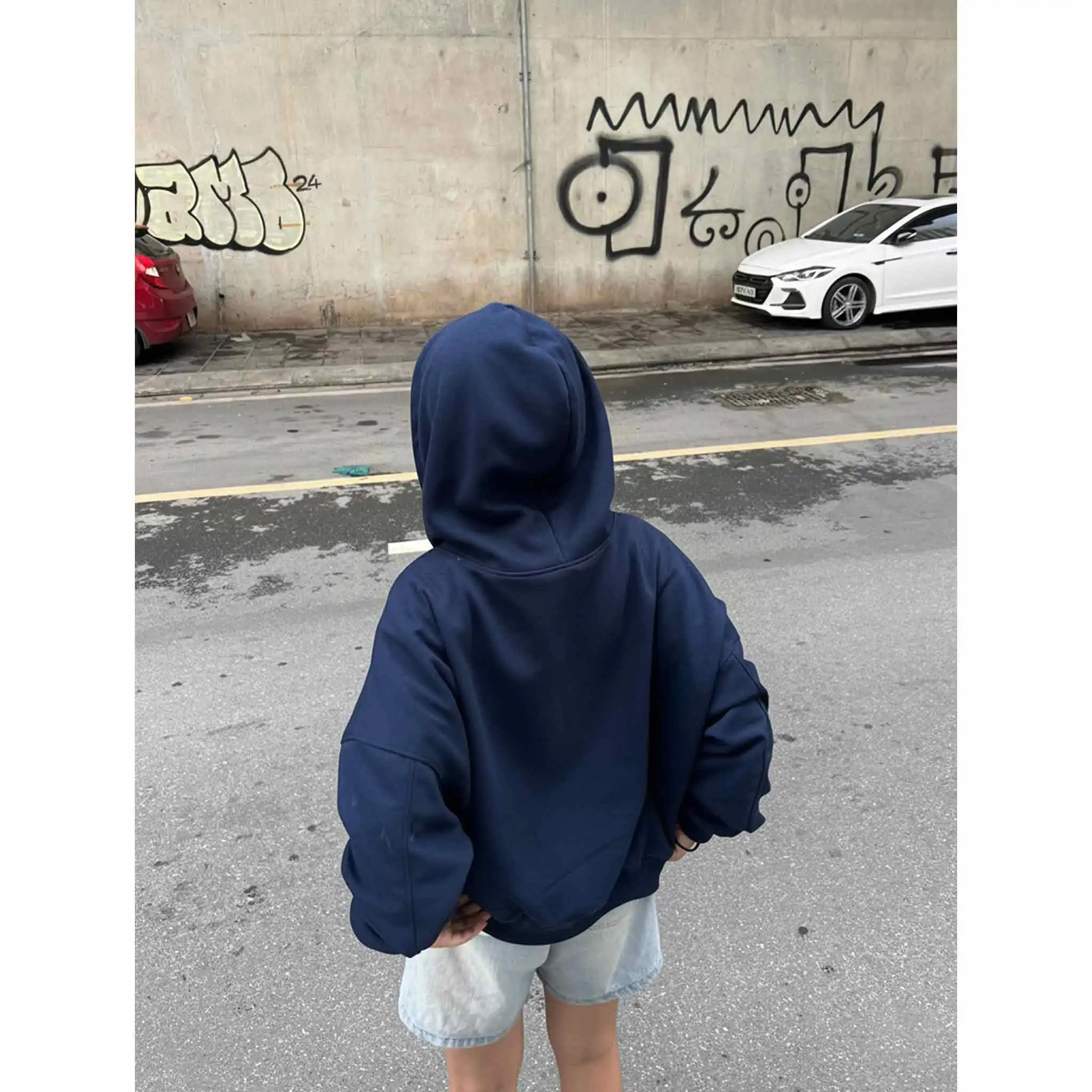 Áo hoodie zip form boxy Miucho vải nỉ 2 da mềm mại thoáng mát có nón khóa kéo in mix 2839_thumbnail_7