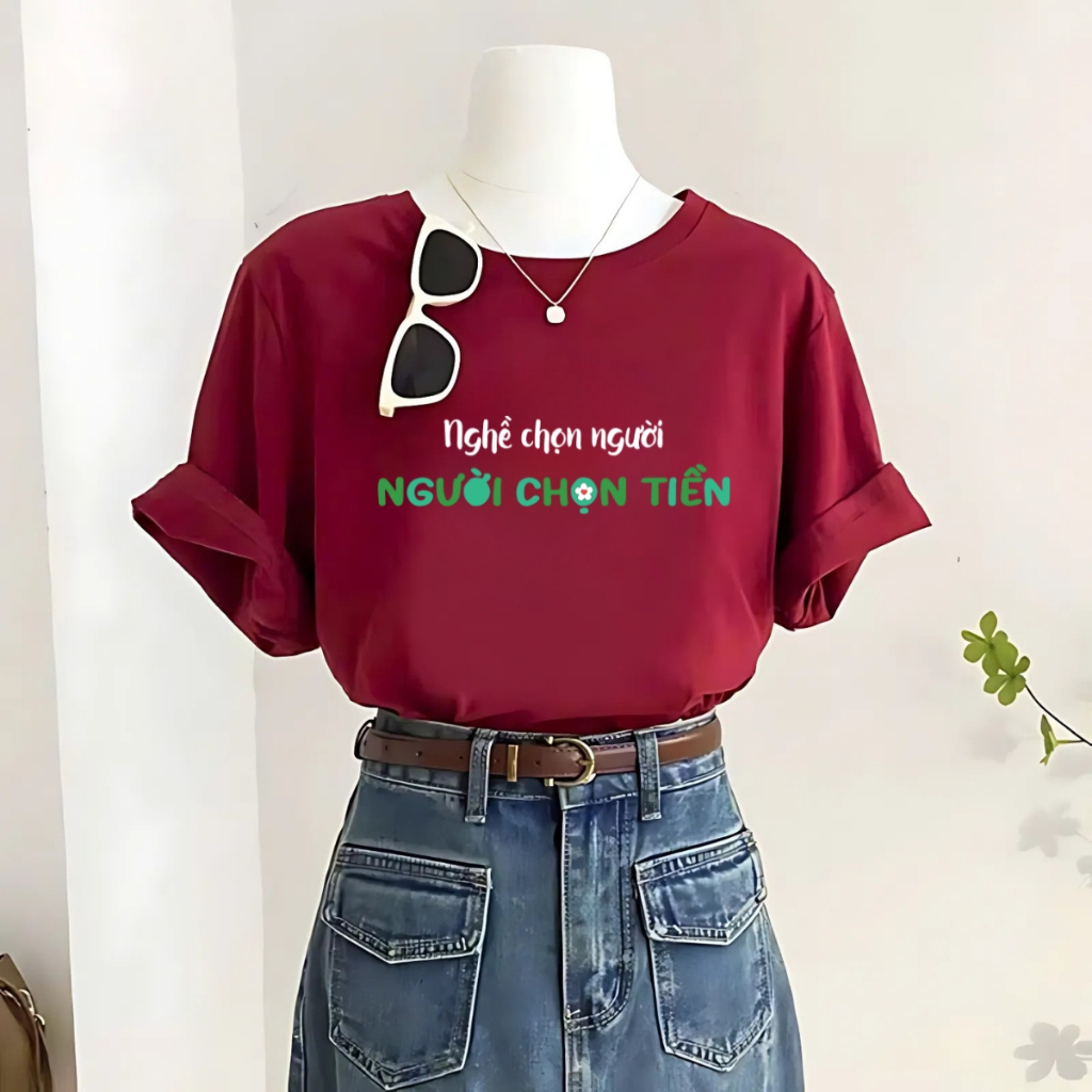 Áo thun local brand We Tee màu đỏ form oversize rộng in chữ Vô tri đời bớt suy - T037_thumbnail_5