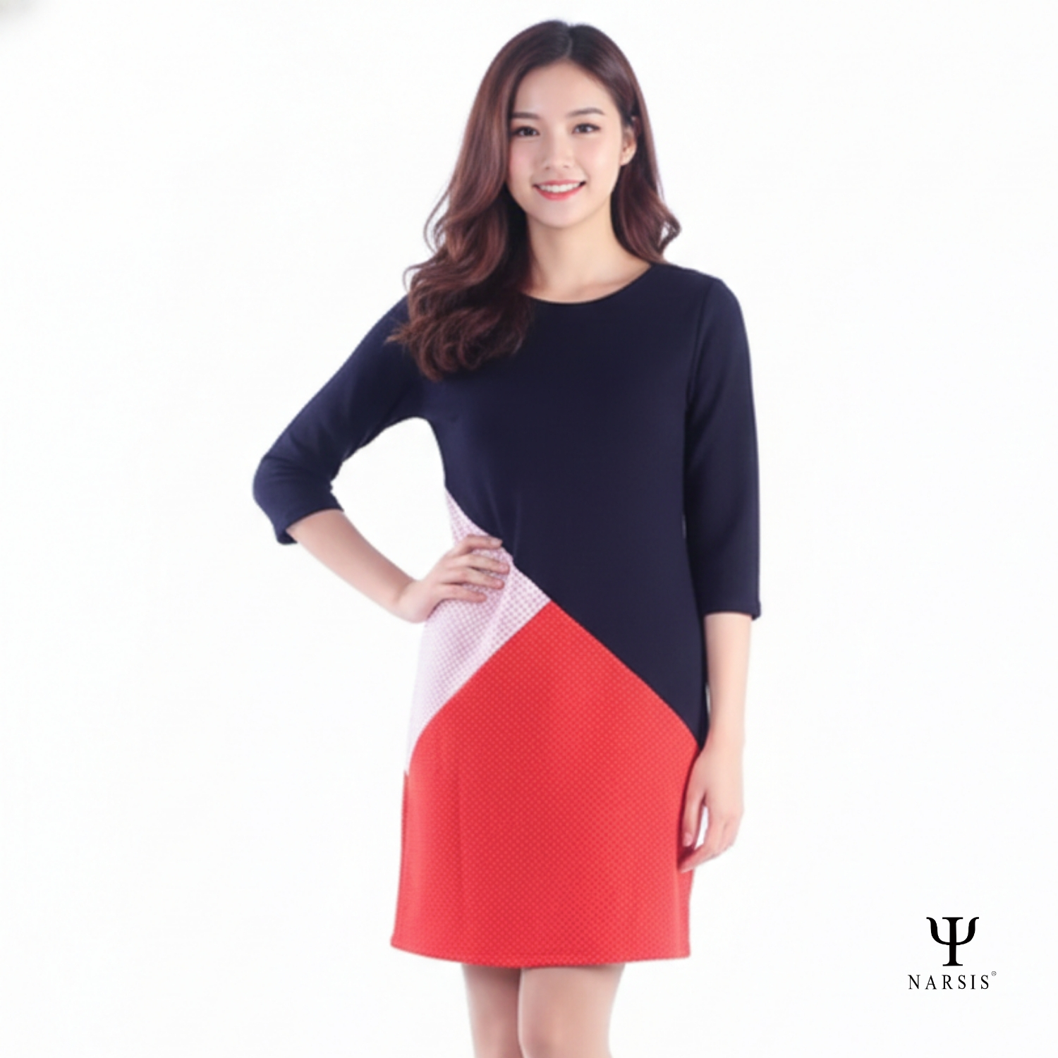 VÁY KIỂU NỮ B7024 NARSIS CHẤT LIỆU THOÁNG MÁT, DỄ CHỊU, THOẢI MÁI CẢ NGÀY, DỄ VẬN ĐỘNG_thumbnail_1