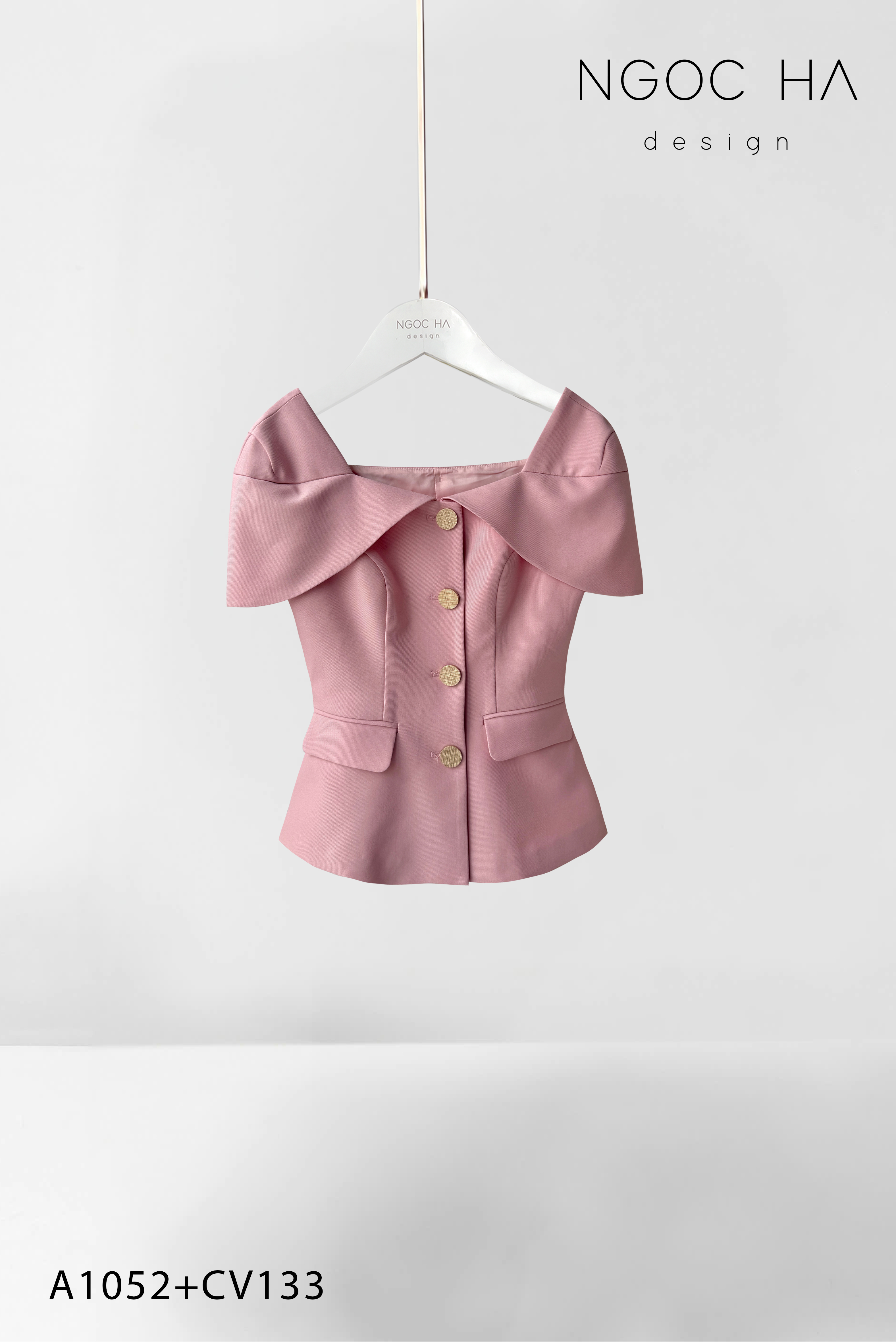 Diana Top_ Áo Vest Choàng Vai Đính Cúc Màu Hồng A1052_thumbnail_4