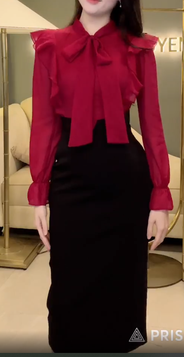 Đầm Bút Chì Phối Nơ Cổ_thumbnail_4