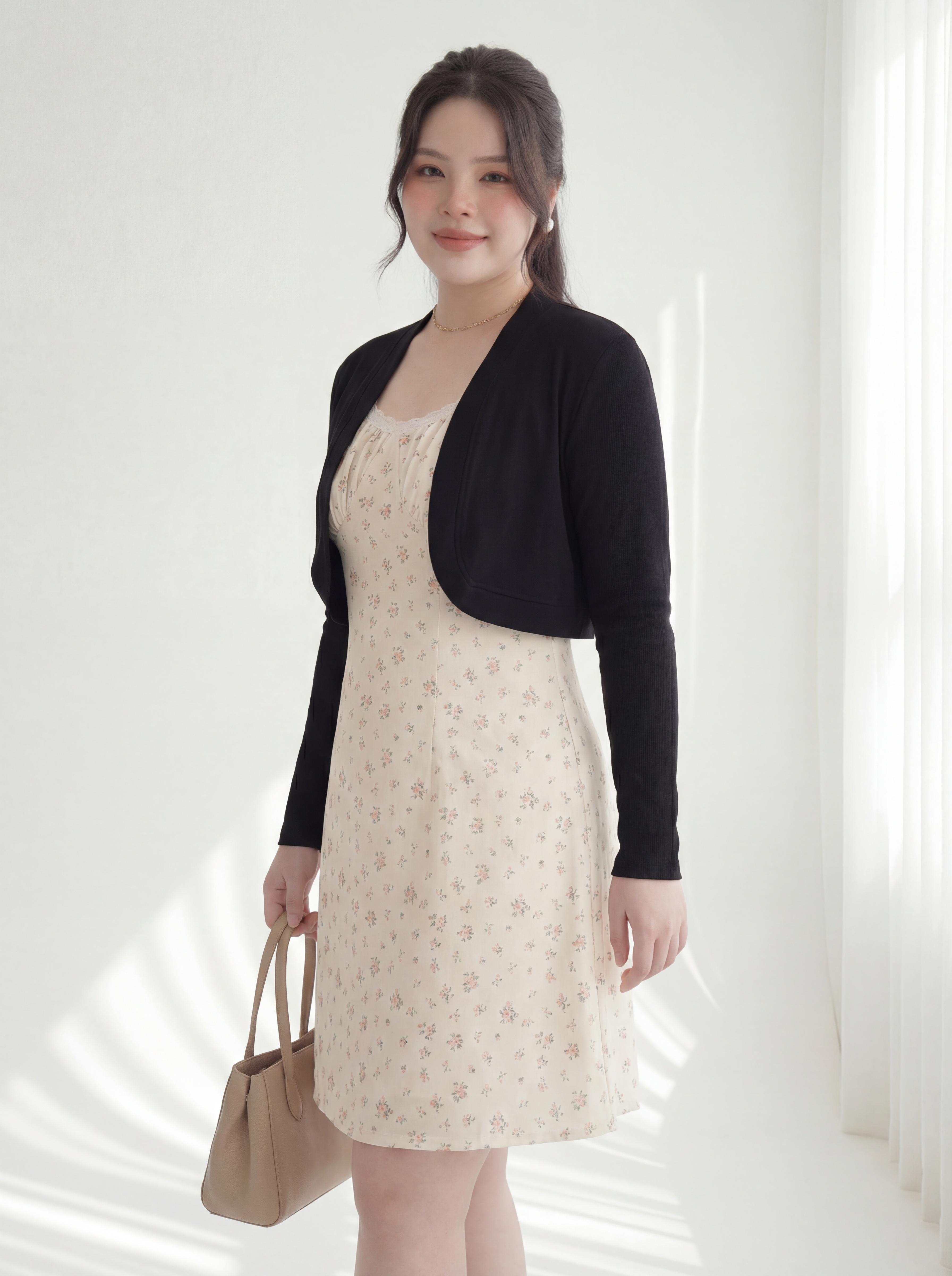 BIGSIZE NỮ - Sét đầm kiểu kèm áo khoác ngoài V-SET013