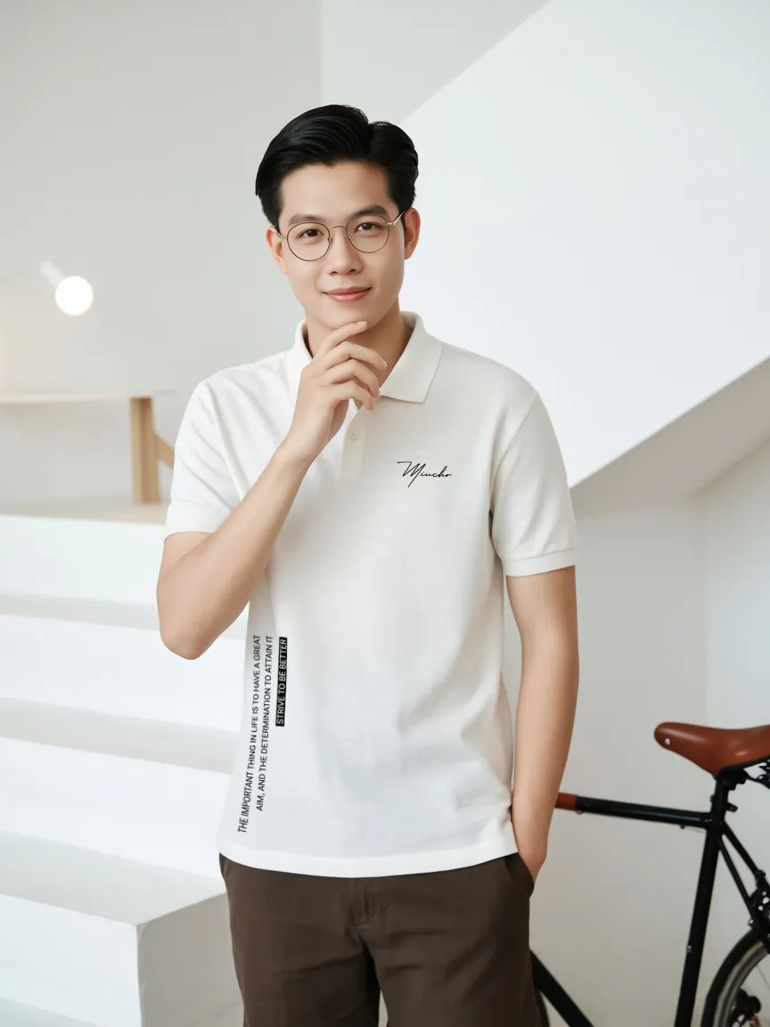 Áo polo nam form Regular PLCSD2457 Miucho Iconic tay ngắn vải cá sấu thoáng mát cổ trụ in typography_thumbnail_4