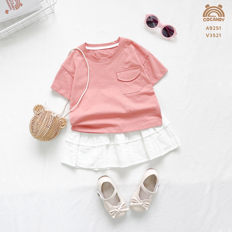 Áo cộc HỒNG ĐẬM phối đáp sườn túi ngực có nắp_thumbnail_1