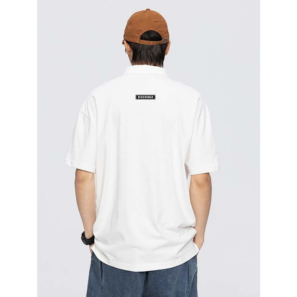Áo polo nam form rộng PLD287 Miucho Man cotton cổ trụ in typography_thumbnail_2