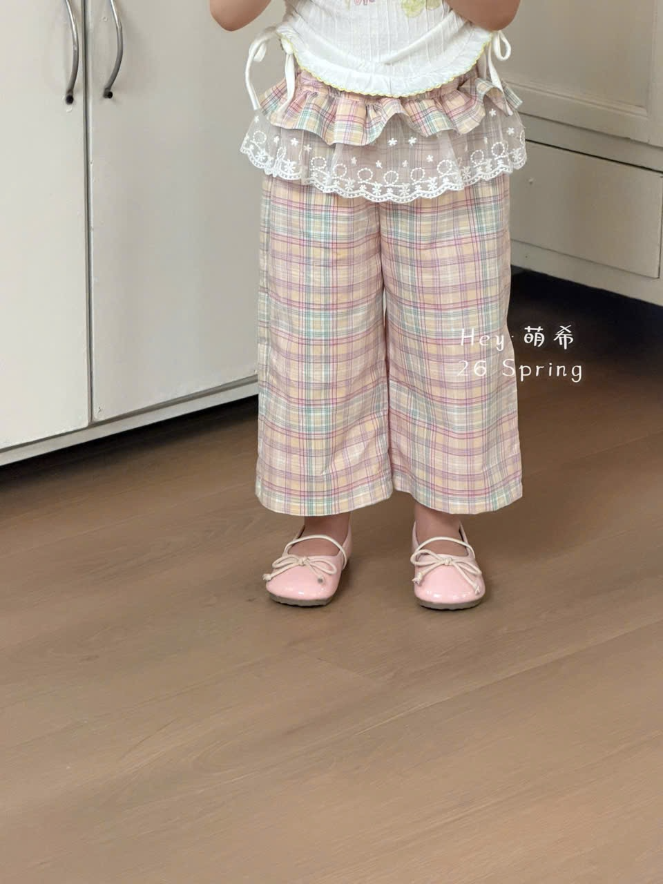 D219 - Quần thô kẻ hồng cạp bèo voan điệu hãng HMX