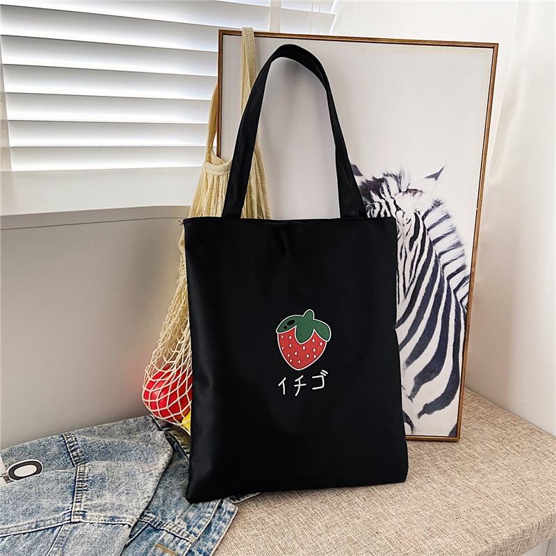 Túi tote vải canvas màu đen phong cách Hàn Quốc kích thước 33x37cm đựng vừa A4  - TOTE03_thumbnail_3