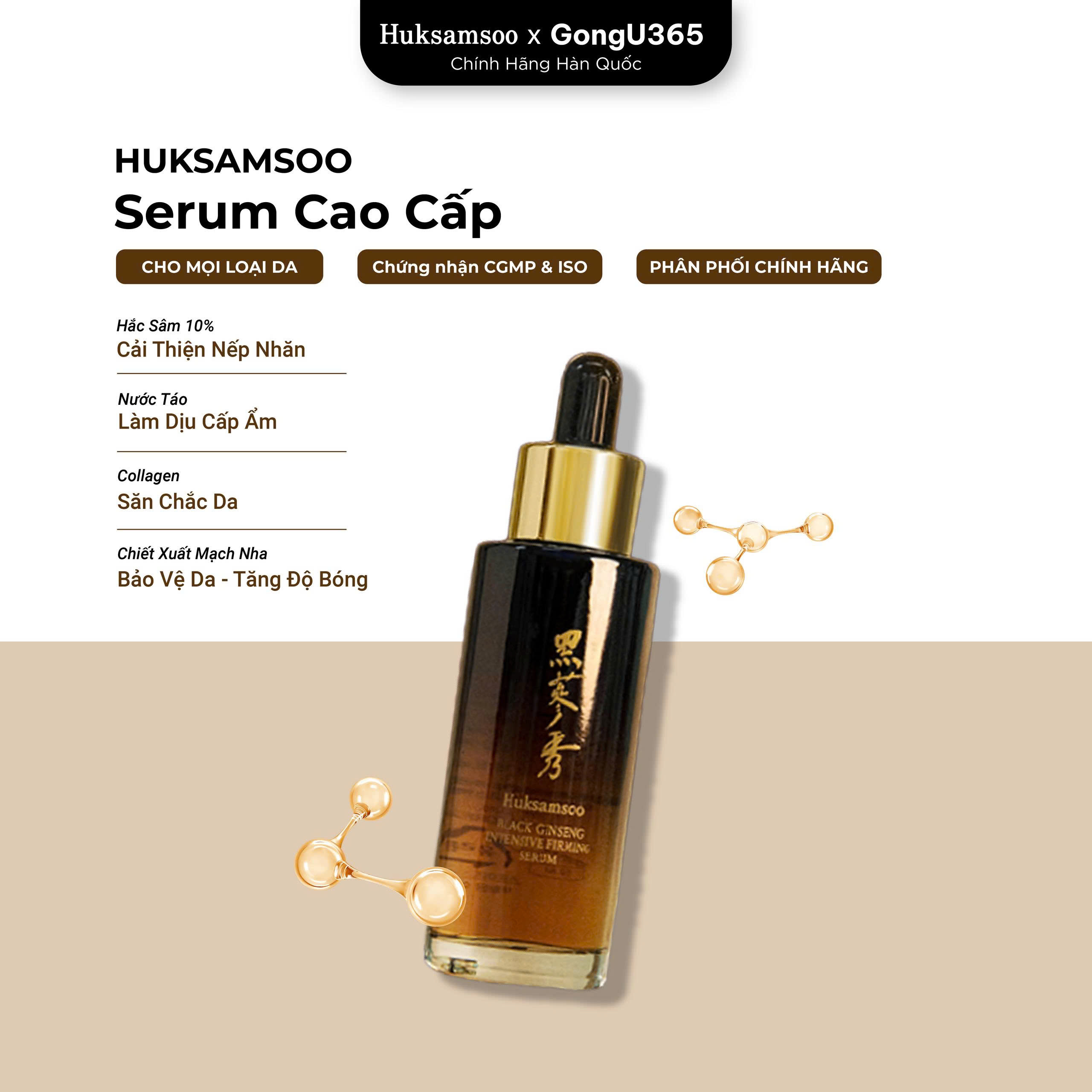 HUKSAMSOO BLACK GINSENG INTENSIVE FIRMING SERUM - Serum Ngừa Lão Hóa Nâng Cơ Và Giảm Nhăn - Hắc Sâm 10% & Niacinamide 50,000ppm, Collagen, Hyaluronic Acid - 40ml - [HSS005]