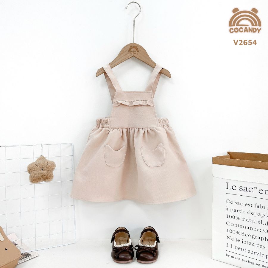 Váy yếm nhung HỒNG 2 túi ngực bèo_thumbnail_4