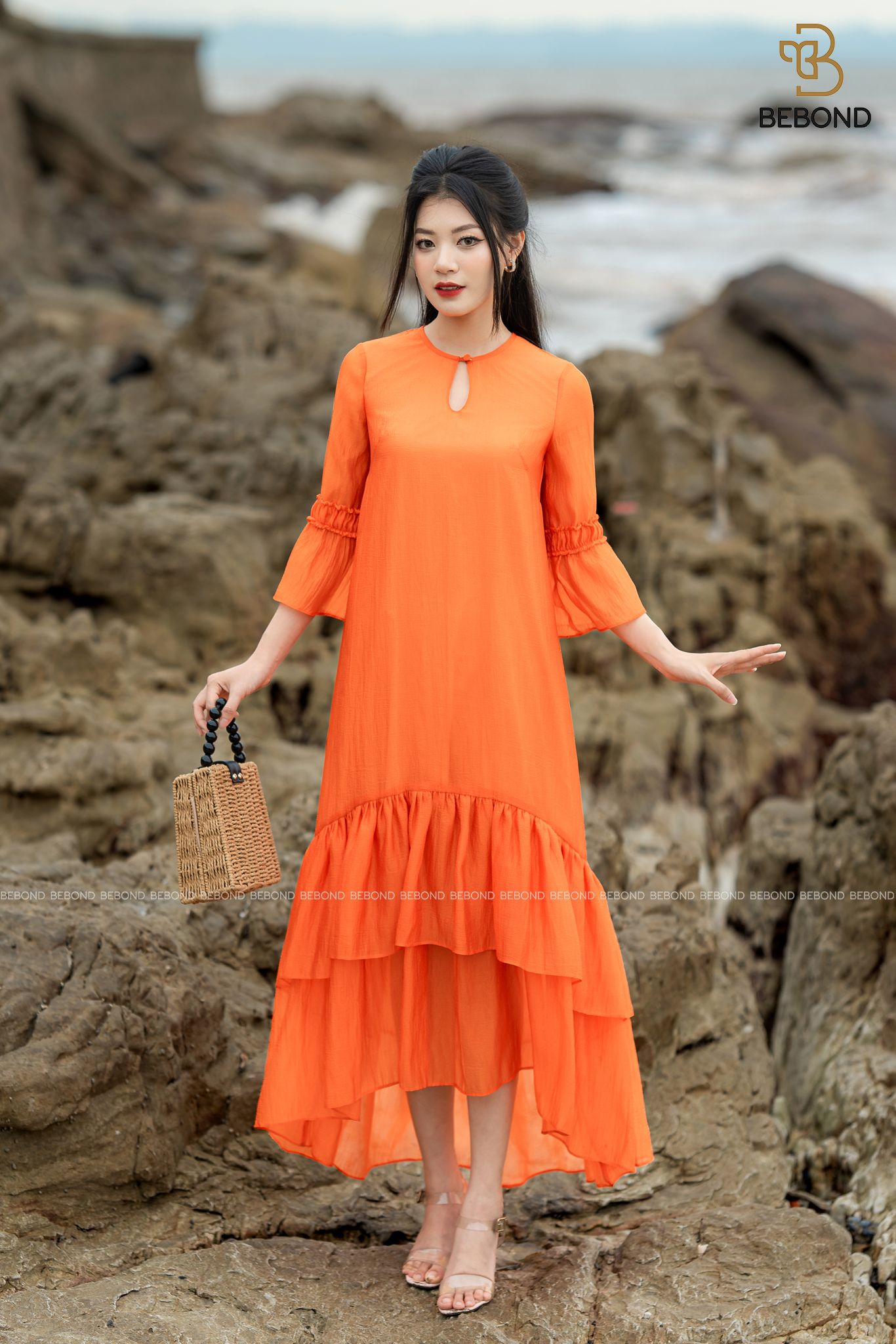 ĐẦM SUÔNG BÈO CHÂN MÀU CAM- VIVIAN DRESS