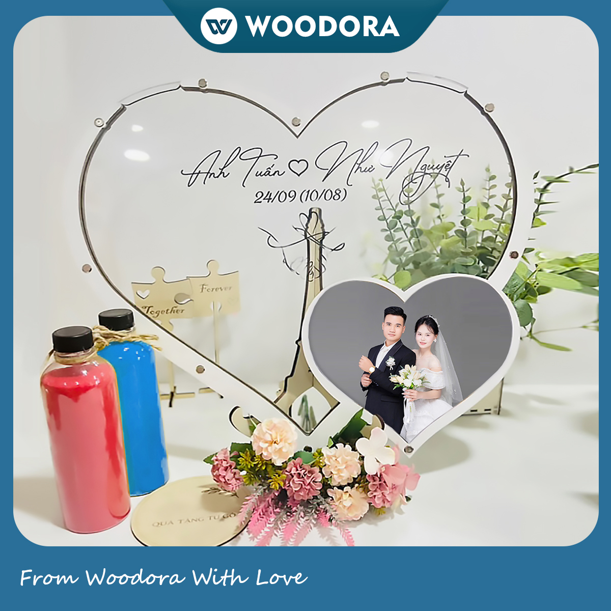 Tranh Rót Cát Đám Cưới – Nghi Thức Cưới Ý Nghĩa, Thiết Kế Theo Yêu Cầu (Tặng Kèm Cát) - Size tính theo chiều ngang