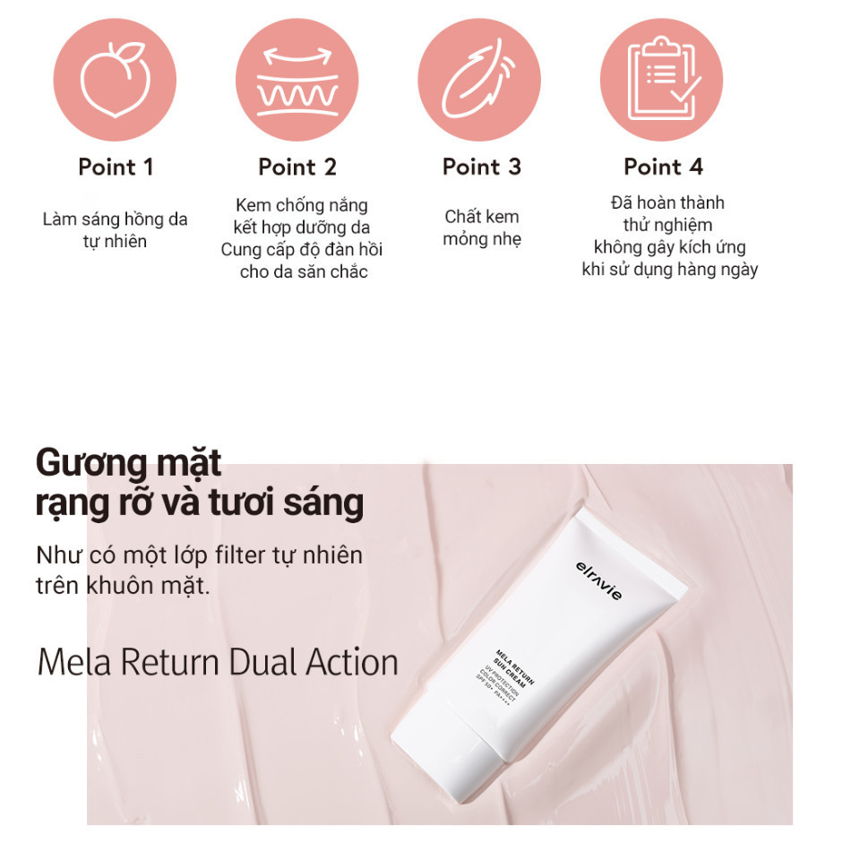 Kem Chống Nắng Dưỡng Ẩm Phục Hồi Cải Thiện Nếp Nhăn Không Kích Ứng Elravie Mela Return SunCream 50ml_thumbnail_5