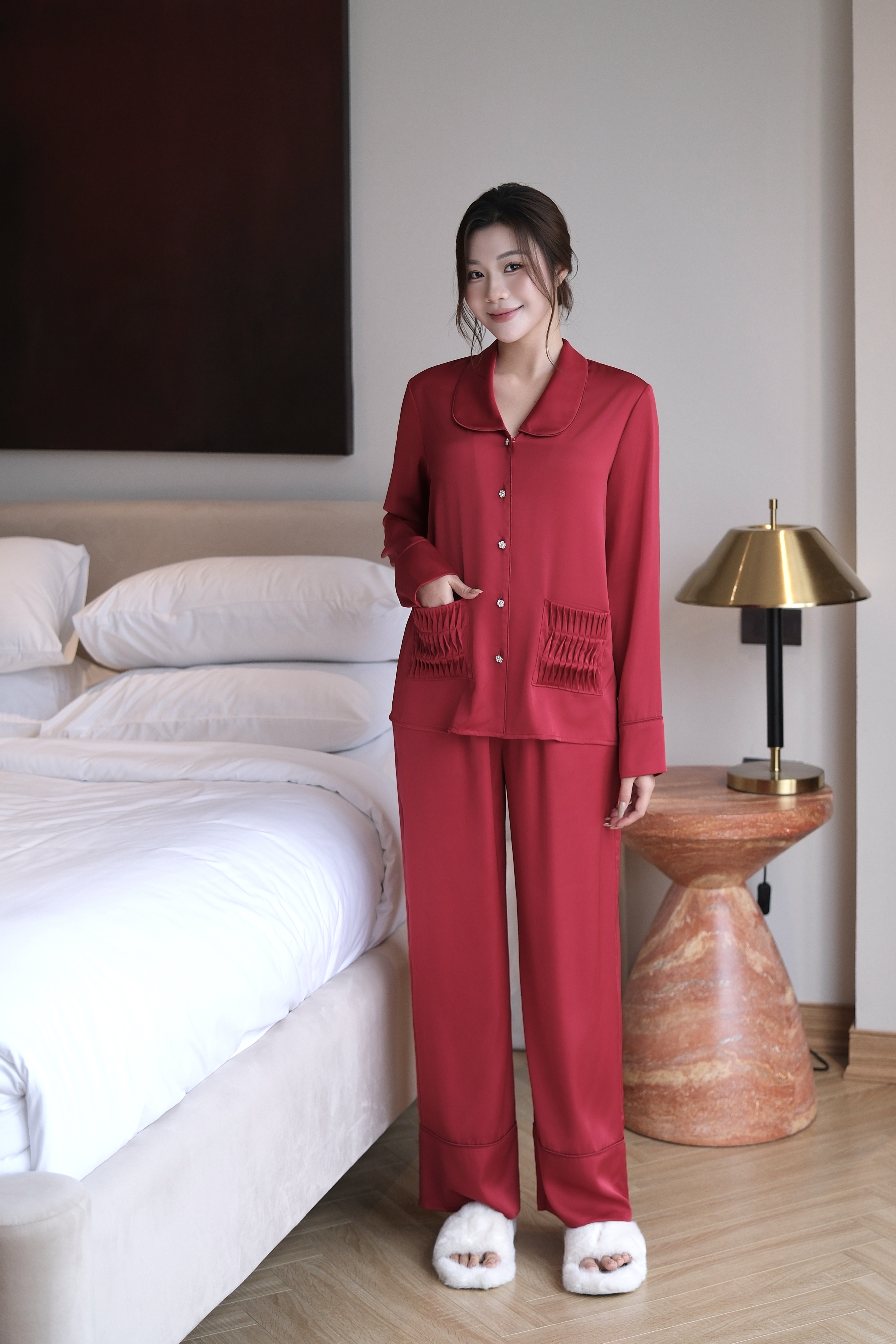 Bộ Lụa Áo Dài Tay, Quần Dài BN672_thumbnail_16