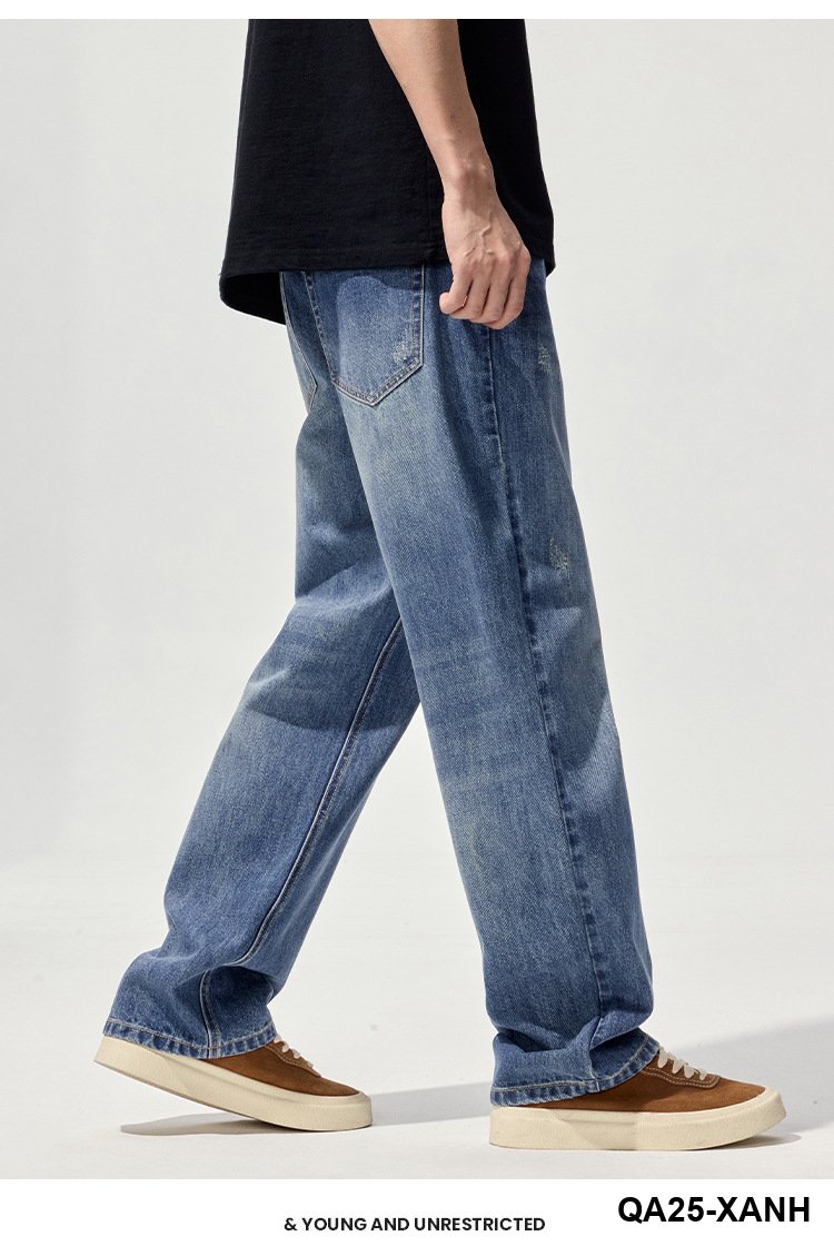 2025Mùa thu đông giặt quần jean retro nam thương hiệu thời trang Mỹ thường ngày đa năng trẻ trung quần ống rộng bán buôn_thumbnail_2