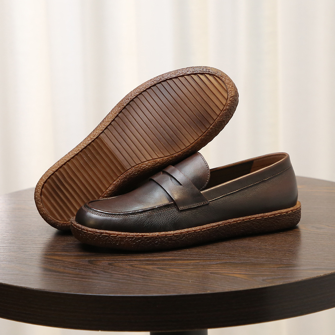 Giày lười nam da bò lớp một, da thật, giày da bóng màu retro, giày lười nam đế mềm, thoáng khí, thấm hút mồ hôi_thumbnail_7