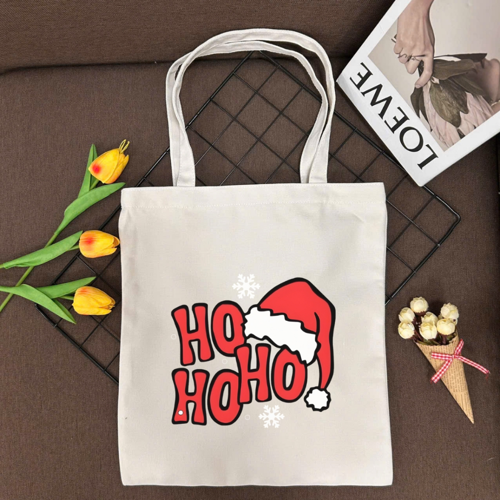 Túi tote vải canvas hình người tuyết, ông già Noel có khóa kéo và ngăn phụ WE TEE - WTU05_thumbnail_17