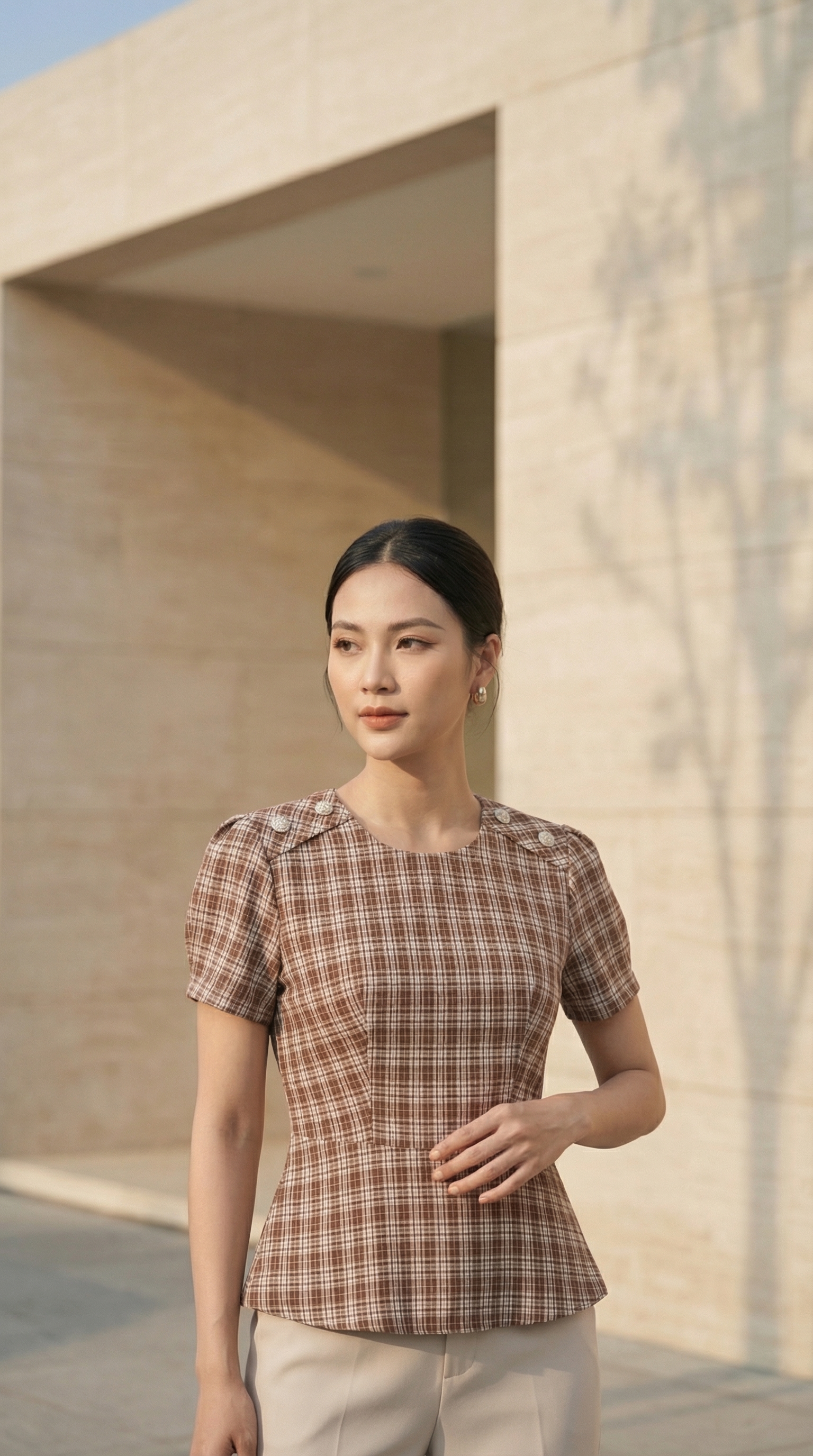 Áo sơ mi TRALI 26103 kẻ caro nâu đỏ_thumbnail_2