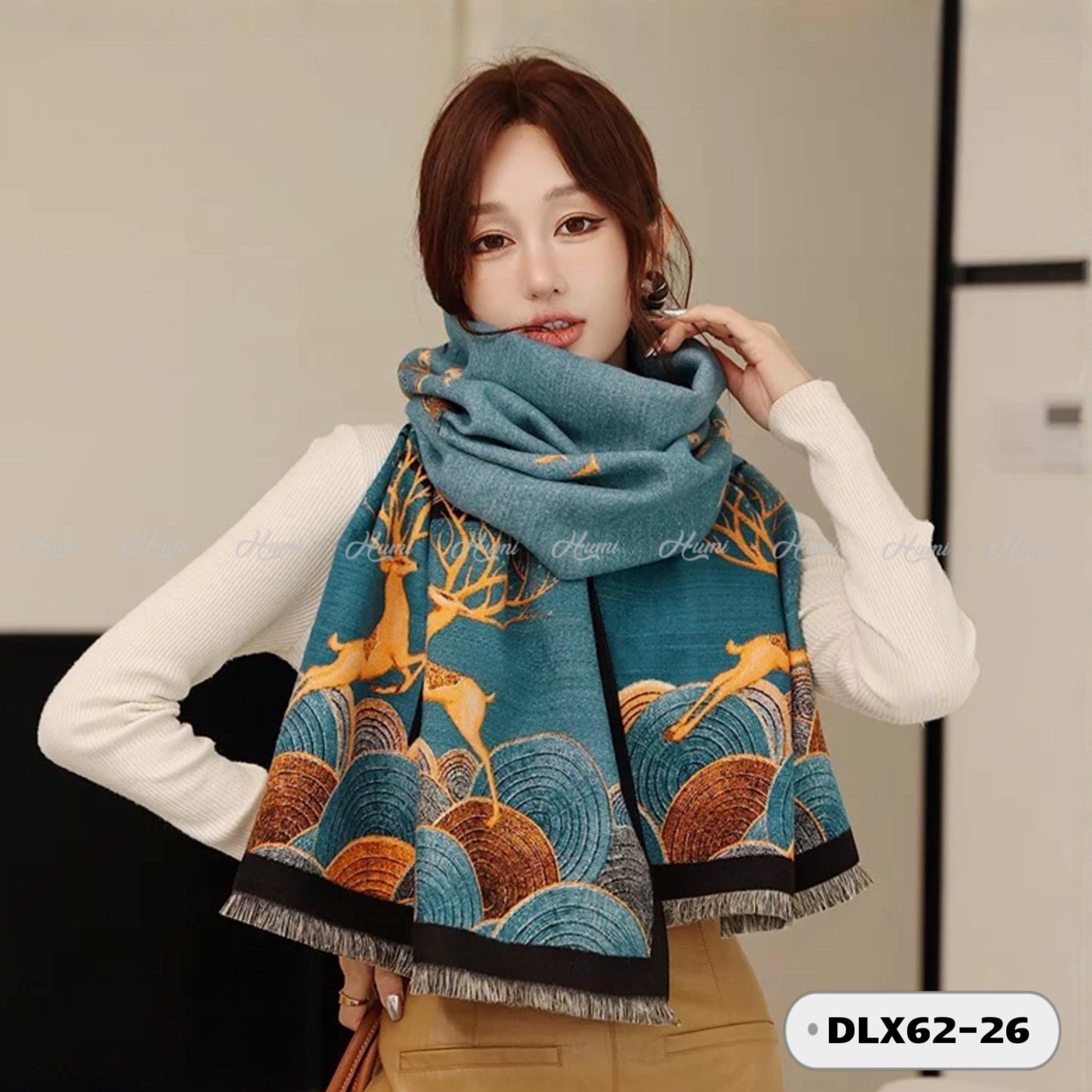 KHĂN CHOÀNG CASHMERE LUXURY IN 3D (DLX62-26)