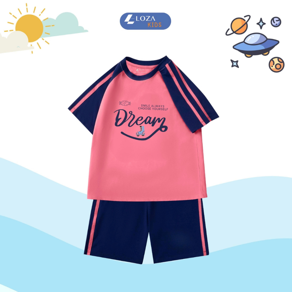 Đồ bộ bé gái phối viền in chữ  'Dream' - Loza Kids BF311_thumbnail_6