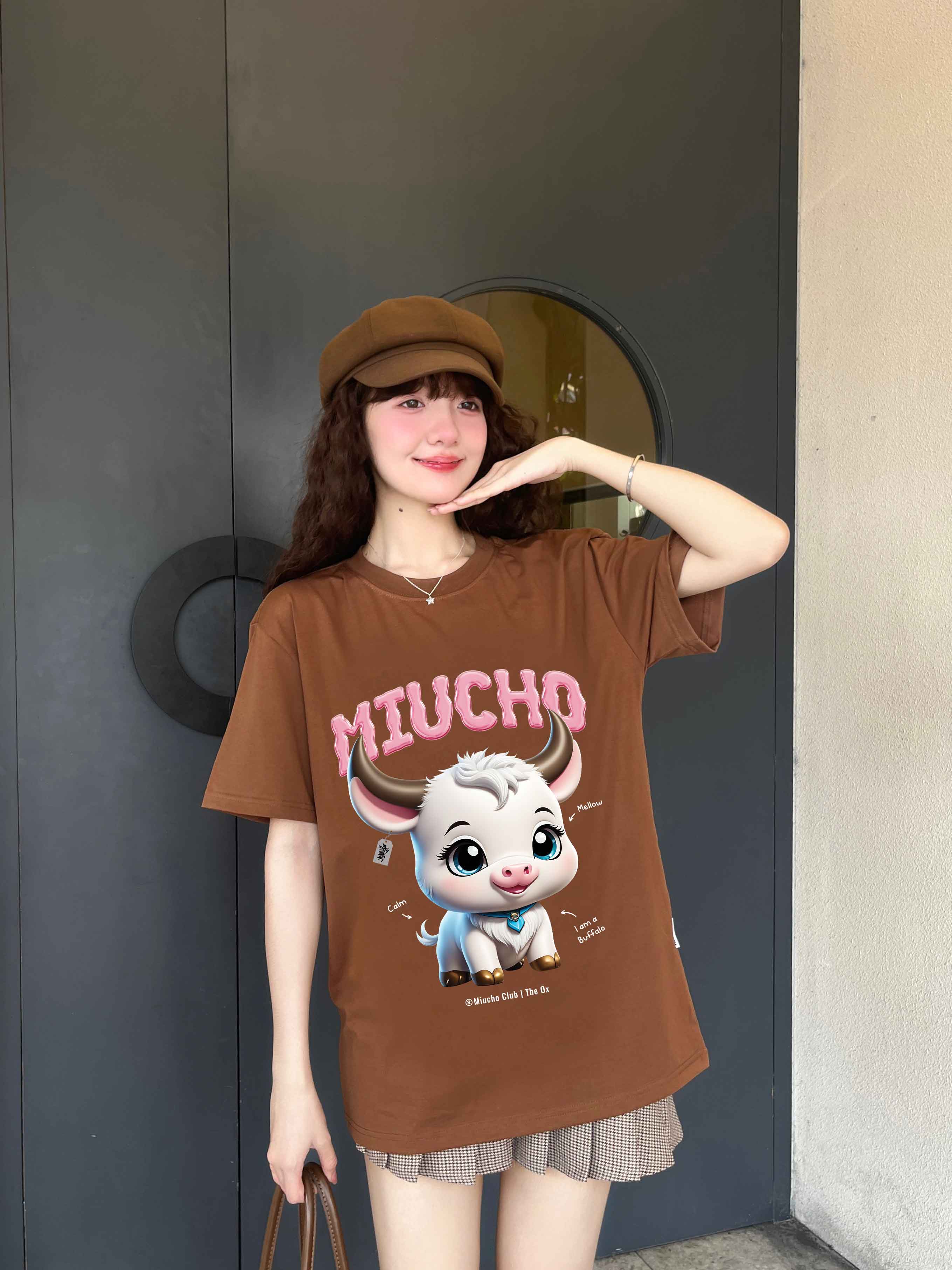 Áo thun form rộng 12 con giáp tuổi Sửu ATD1247 Miucho tay ngắn cổ tròn in mix_thumbnail_6