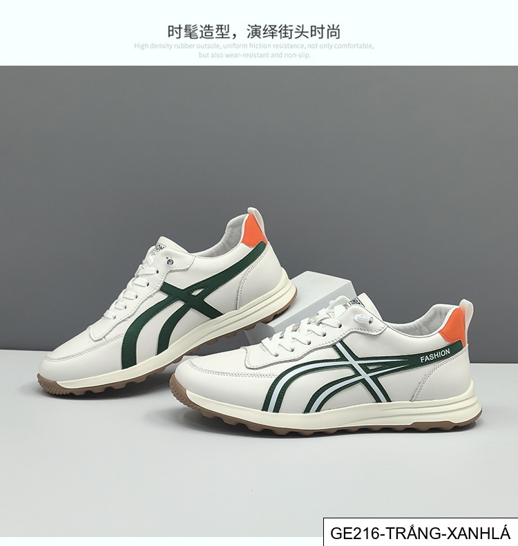 GE216 - Giày thể thao màu trắng da bò lớp đầu cho nam, giày hợp thời trang nam, giày thường ngày sang trọng nhẹ nhàng cao cấp dễ phối đồ thích hợp châu Âu da thật_thumbnail_16