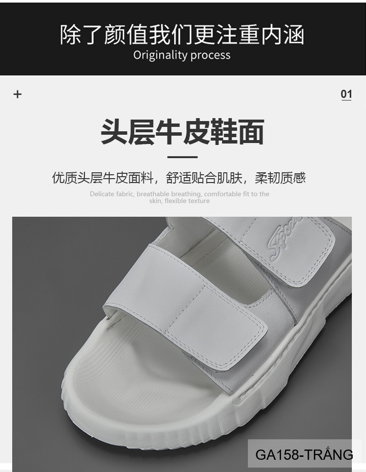 GA158 - Dép Nam Đế Dày Thời Trang Dây Dán Velcro Chất Liệu Da Bò Thoáng Khí_thumbnail_17