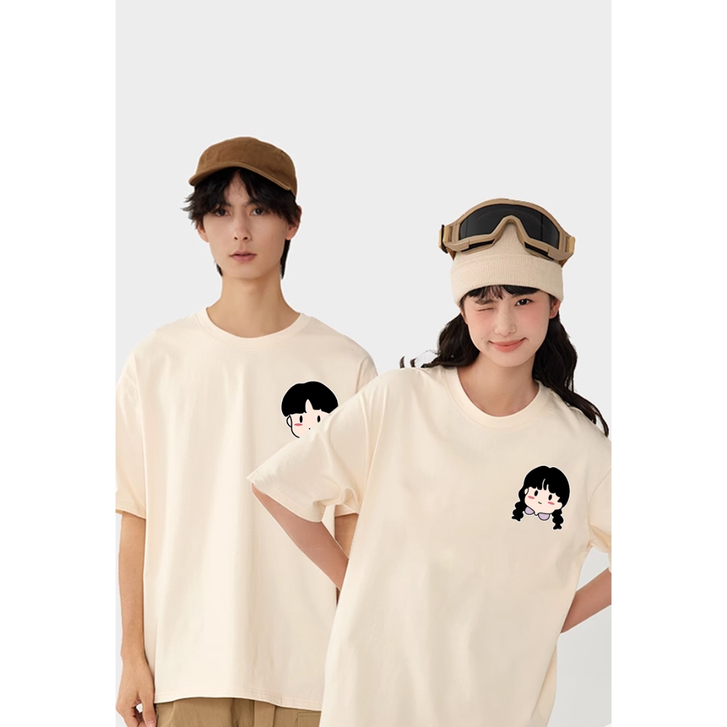 Áo thun cặp đôi cute form rộng unisex ATD1067 Miucho tay lỡ cổ tròn in artwork_thumbnail_2