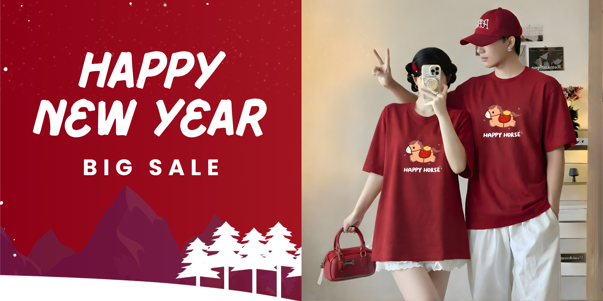 Red and White Simple Christmas Sale Banner