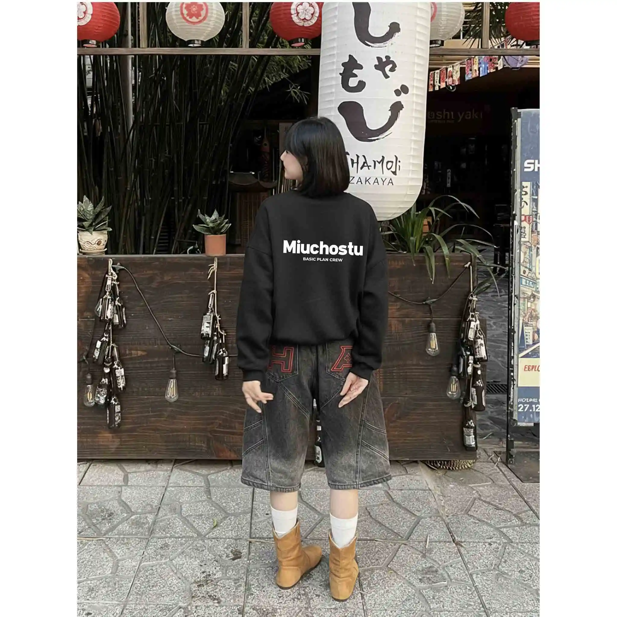 Áo Sweater boxy nam nữ Miucho vải nỉ 2 da thoáng mát mềm mại cổ tròn in basic 2832_thumbnail_2