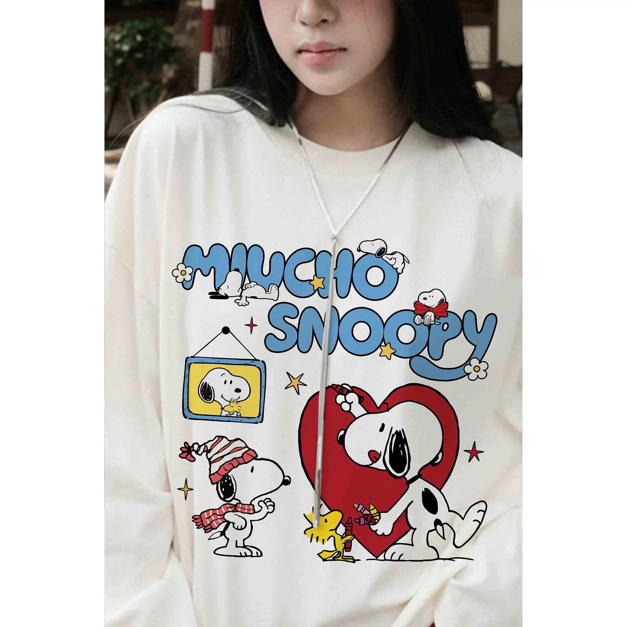 Áo thun boxy nam nữ Miucho vải cotton dày dặn thoáng mát tay dài chuẩn form Snoopy in mix 2772_thumbnail_3