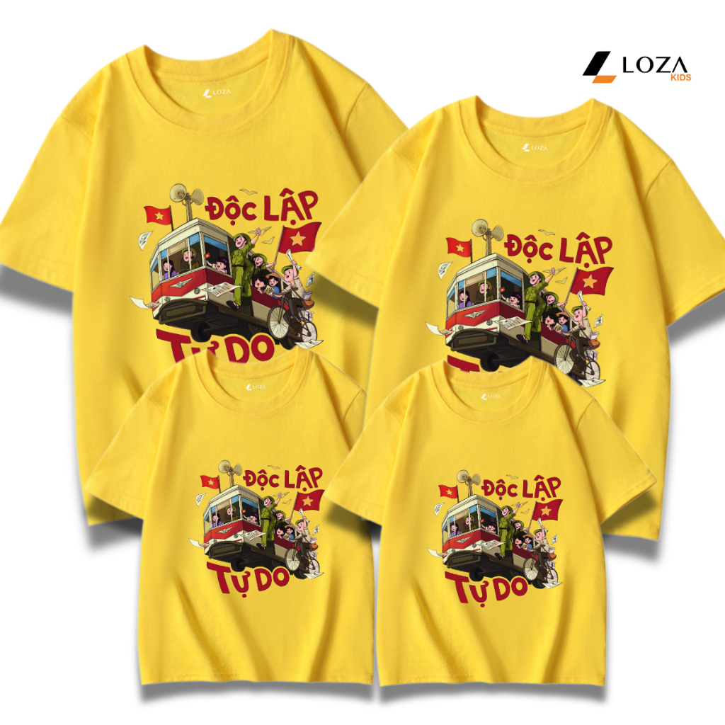 Áo phông gia đình Độc Lập Tự Do, Việt Nam nón lá Loza Kids 2025 – Mã GĐ007_thumbnail_2