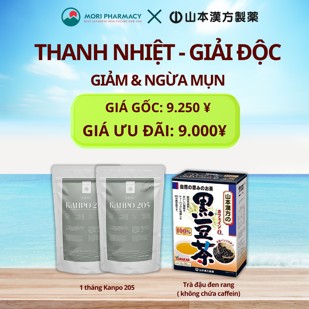Combo Thanh nhiệt - Giải độc (1 tháng kanpo 205+ trà đậu đen)