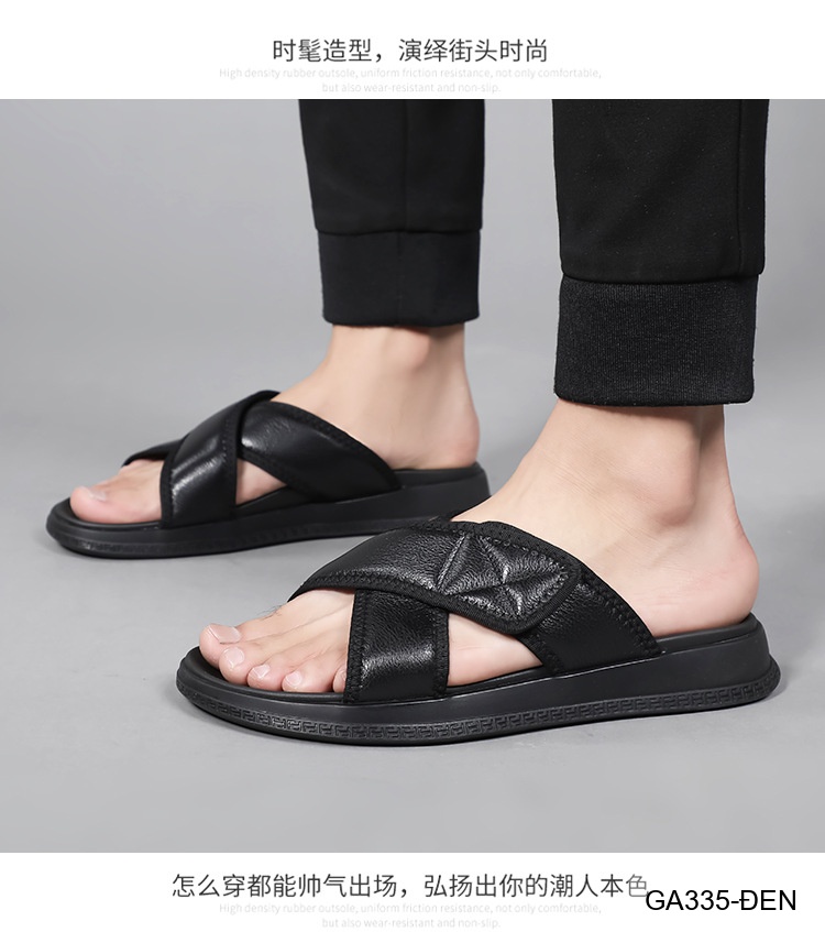 GA335 - Dép lê nam da bò kiểu Hàn màu đen đế cao su êm chân_thumbnail_20