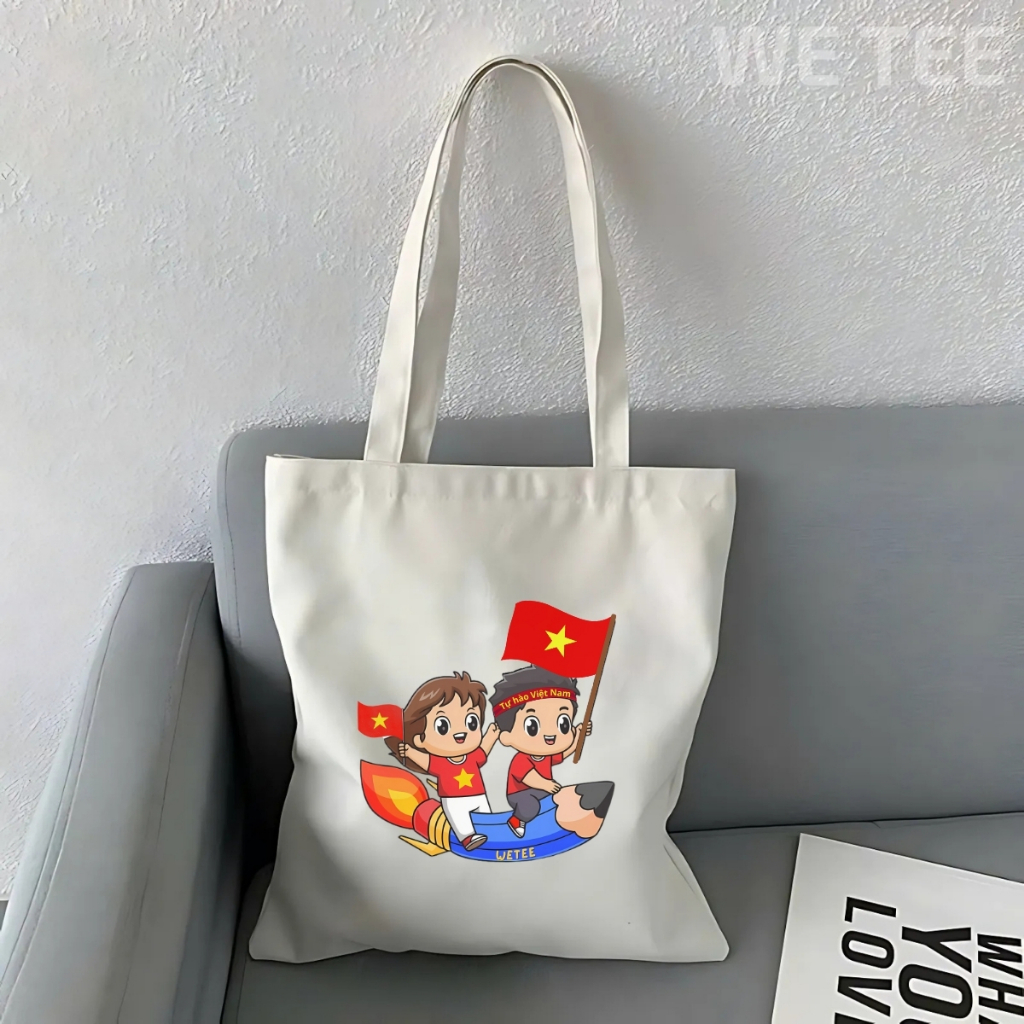 Túi tote vải canvas Tự hào tôi là người Việt Nam có khoá kéo và ngăn phụ, đi học đi chơi - TOTE19_thumbnail_9