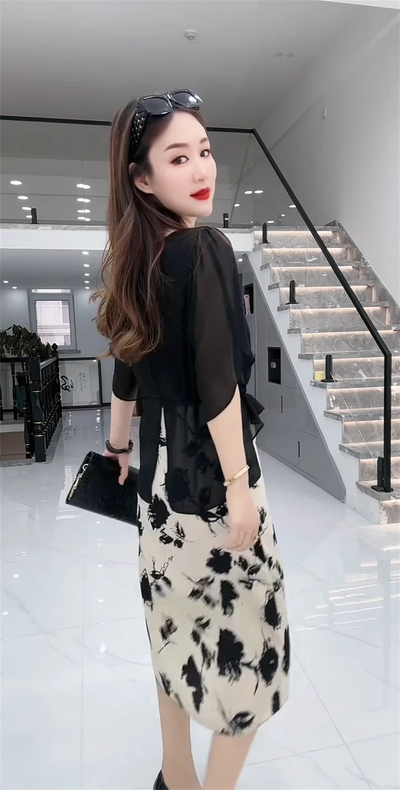 16486-Set đầm tiệc hai màu kèm khoác voan đen (lụa mango 1 lớp, phối  áo voan)-dây kéo sau_thumbnail_1