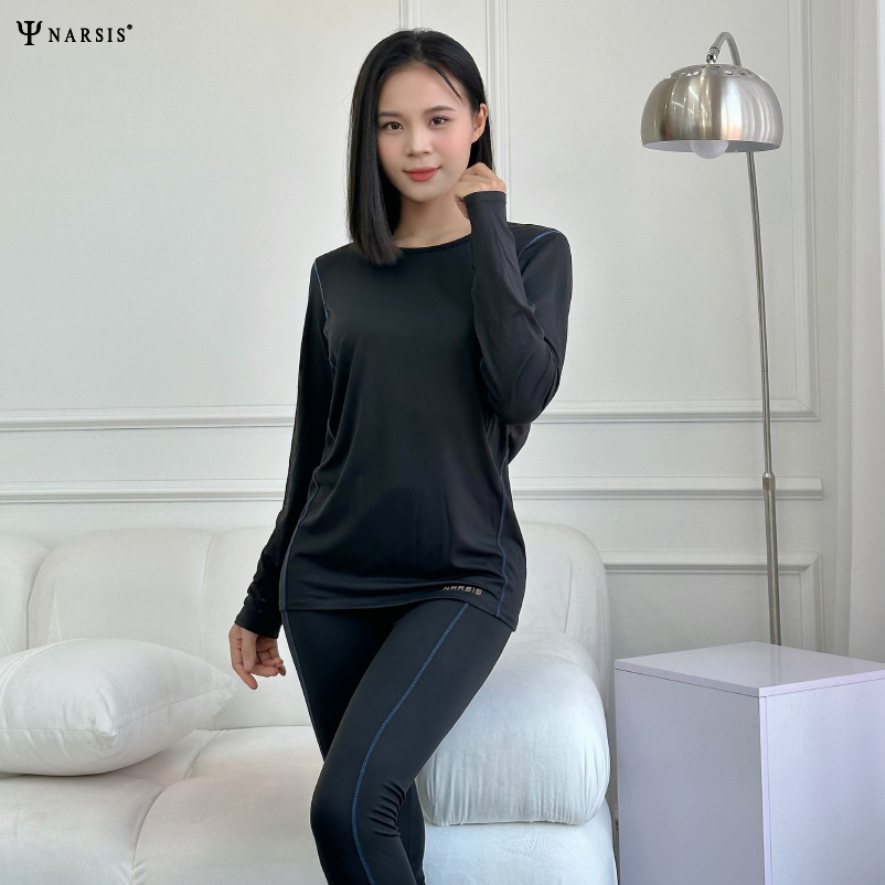 SET BỘ THỂ THAO GIỮ NHIỆT NỮ CHẤT LIỆU ẤM ÁP CO GIÃN 4 CHIỀU CẠP CAO TÔN DÁNG BLACK LAPIS COLOR H...