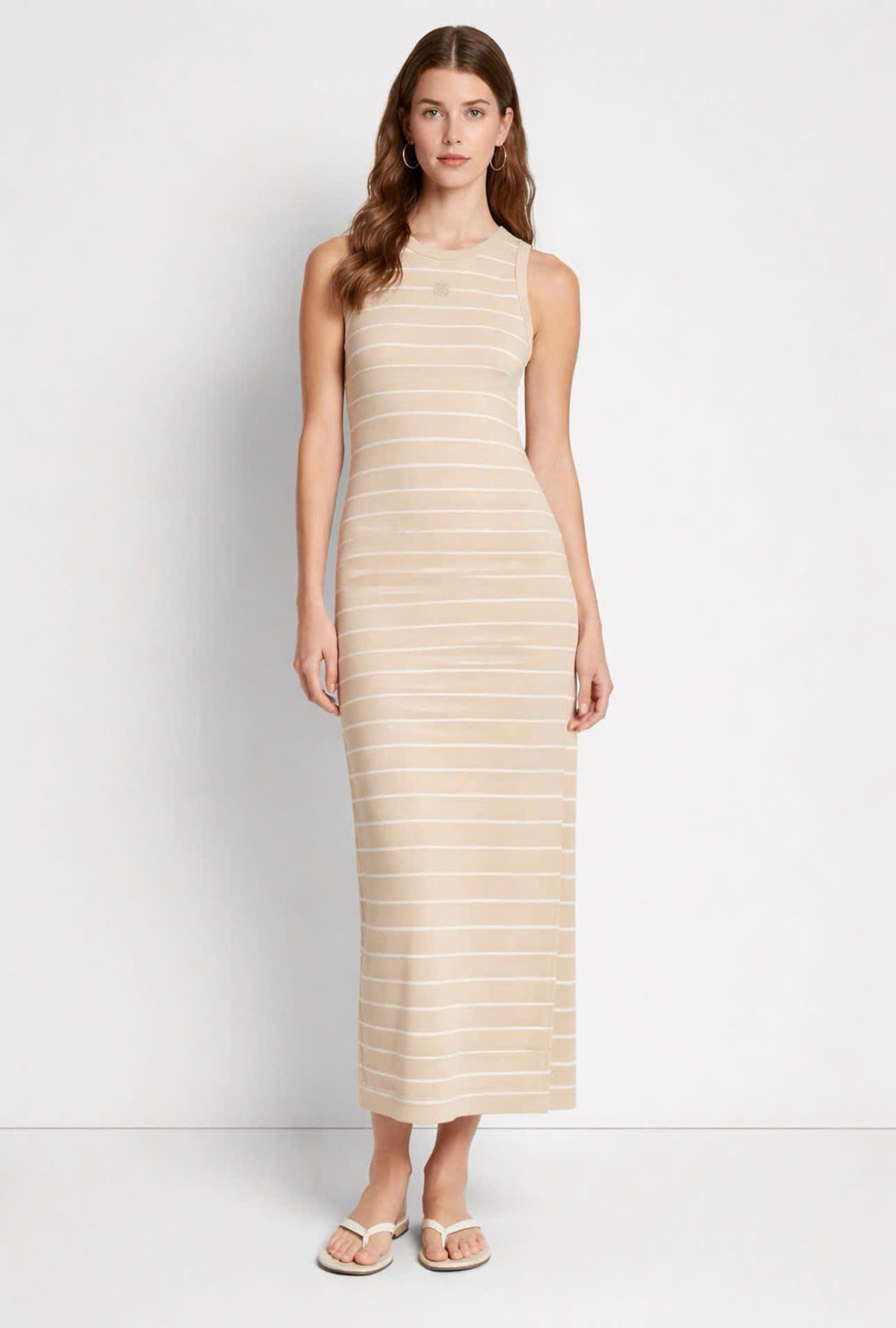 E289 ĐẦM BODY BA LỖ BE KẺ TRẮNG DKNY  - 0705
