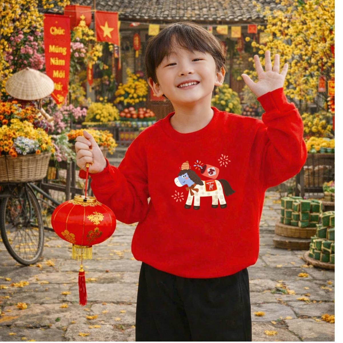 [BST Tết 2026] Áo nỉ sweater bé trai, bé gái  in hình Tết - Loza Kids IN027_thumbnail_3