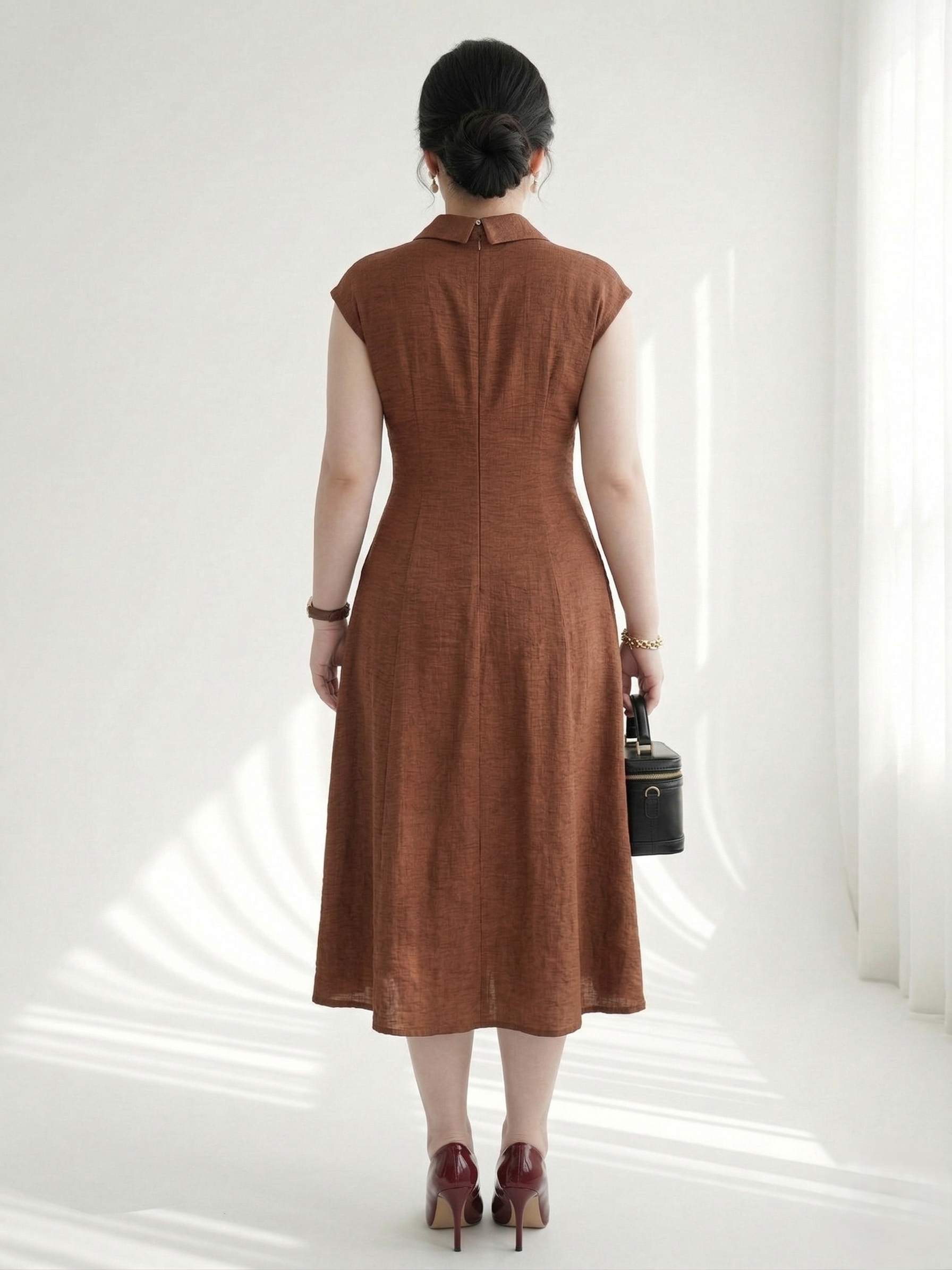 Đầm dáng dài phối nơ cùng xếp ly ngực bigsize DA177_thumbnail_3