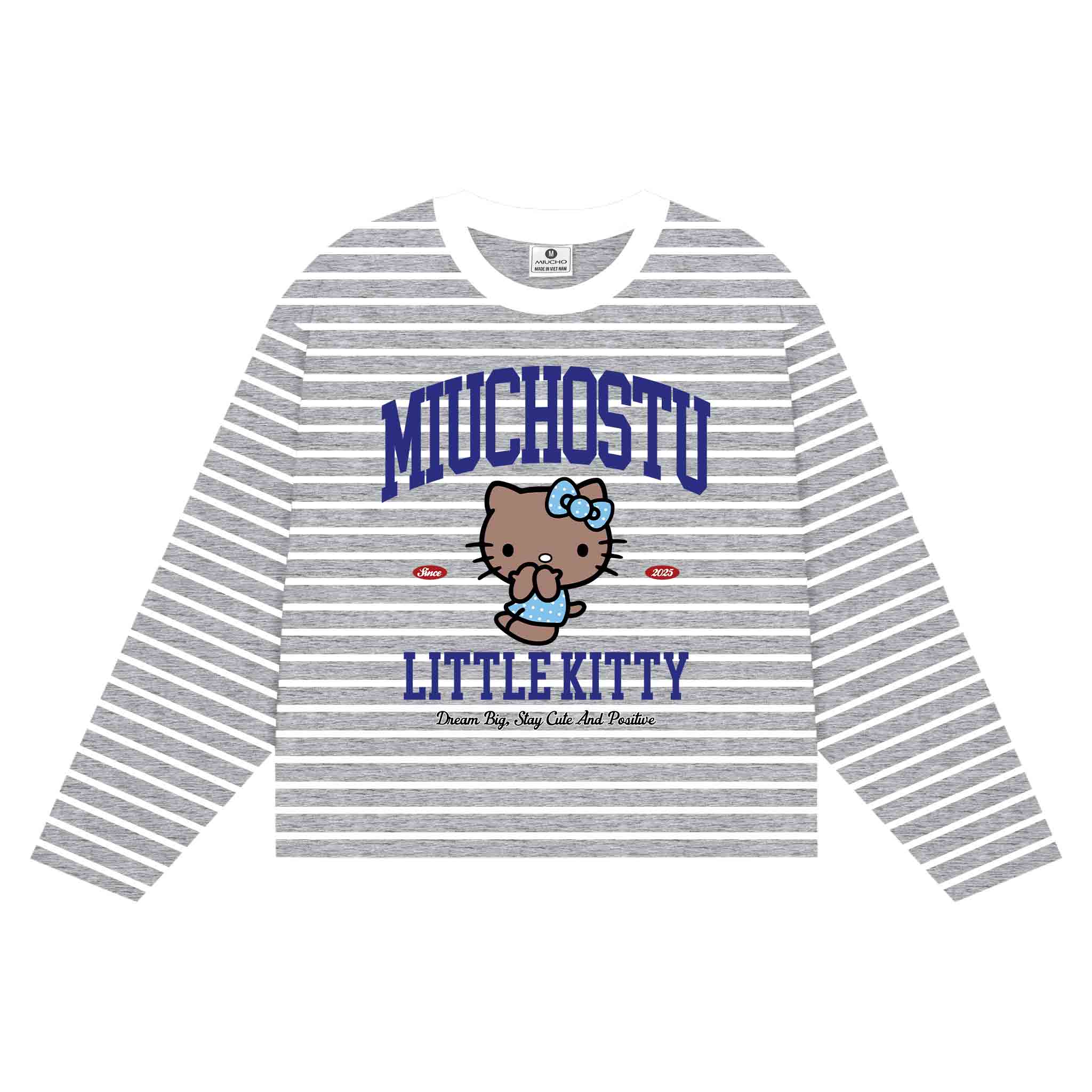 Áo thun boxy nữ tay dài Miucho vải bo rip thoáng mát cổ tròn Kitty đáng yêu in mix 2697_thumbnail_15