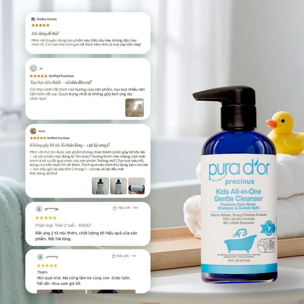 Sữa Tắm Gội Pura D'or Kids All-in-One Dịu Nhẹ Cao Cấp Dành Cho Trẻ Em 473ml_thumbnail_5