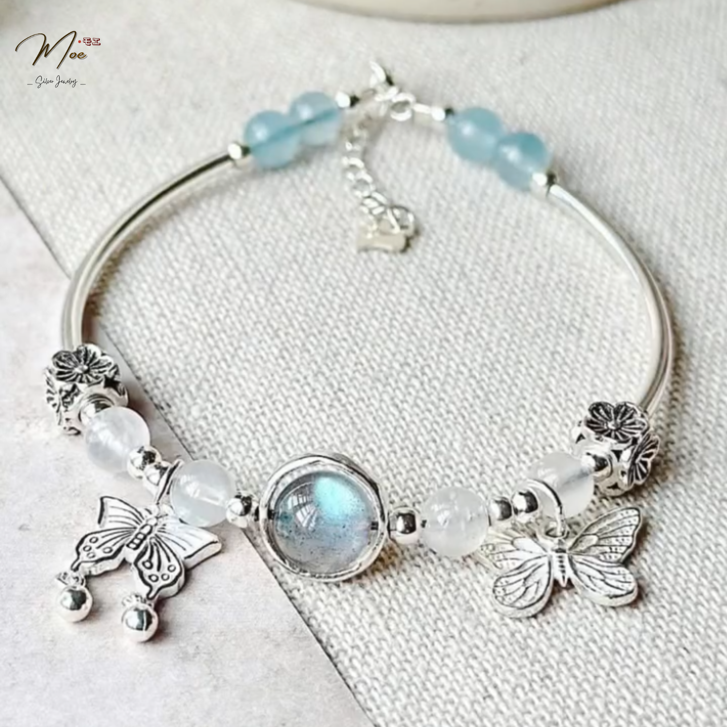 PT218 - Lắc tay Hồ điệp x Aquamarine x Moonstone_thumbnail_1