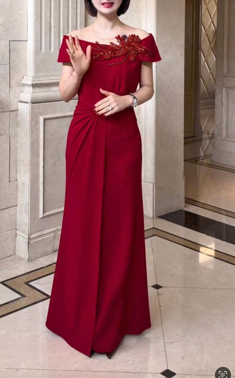 Đầm dạ hội dự tiệc  phối ren hoa cao cấp