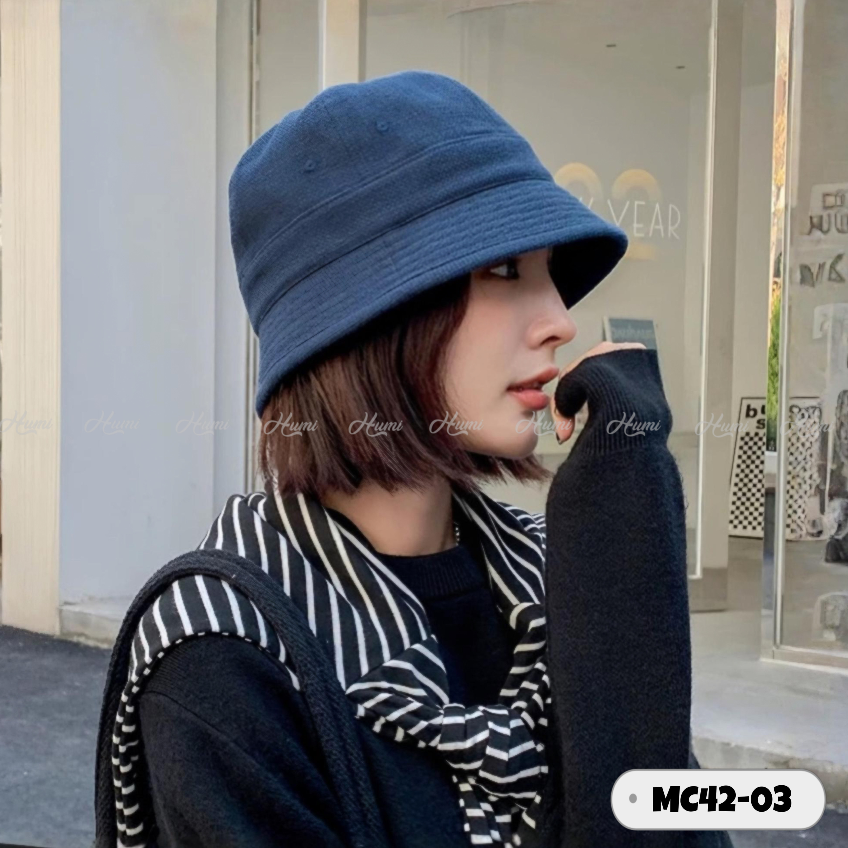 MŨ VẢI COTTON LANH (MC42-03 Xanh Navy)