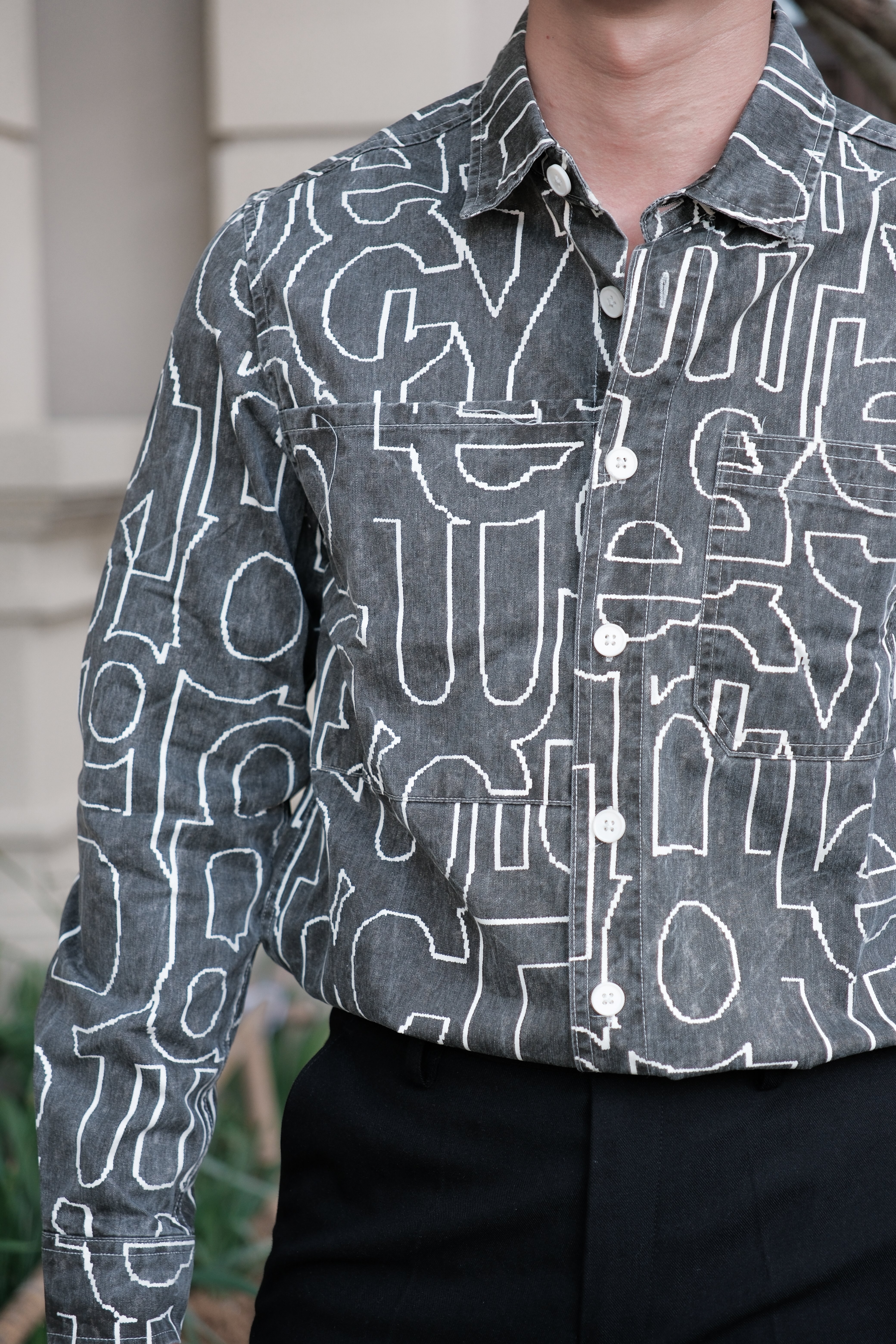 SA16 - Áo Sơ Mi Nam Tay Dài In Chữ Nghệ Thuật Dáng Rộng Phong Cách Thời Trang_thumbnail_16